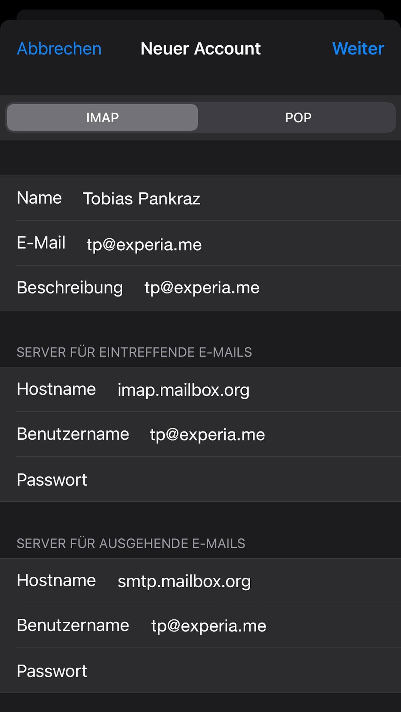 E-Mail: Einrichtung der Mail App für iOS Image 5
