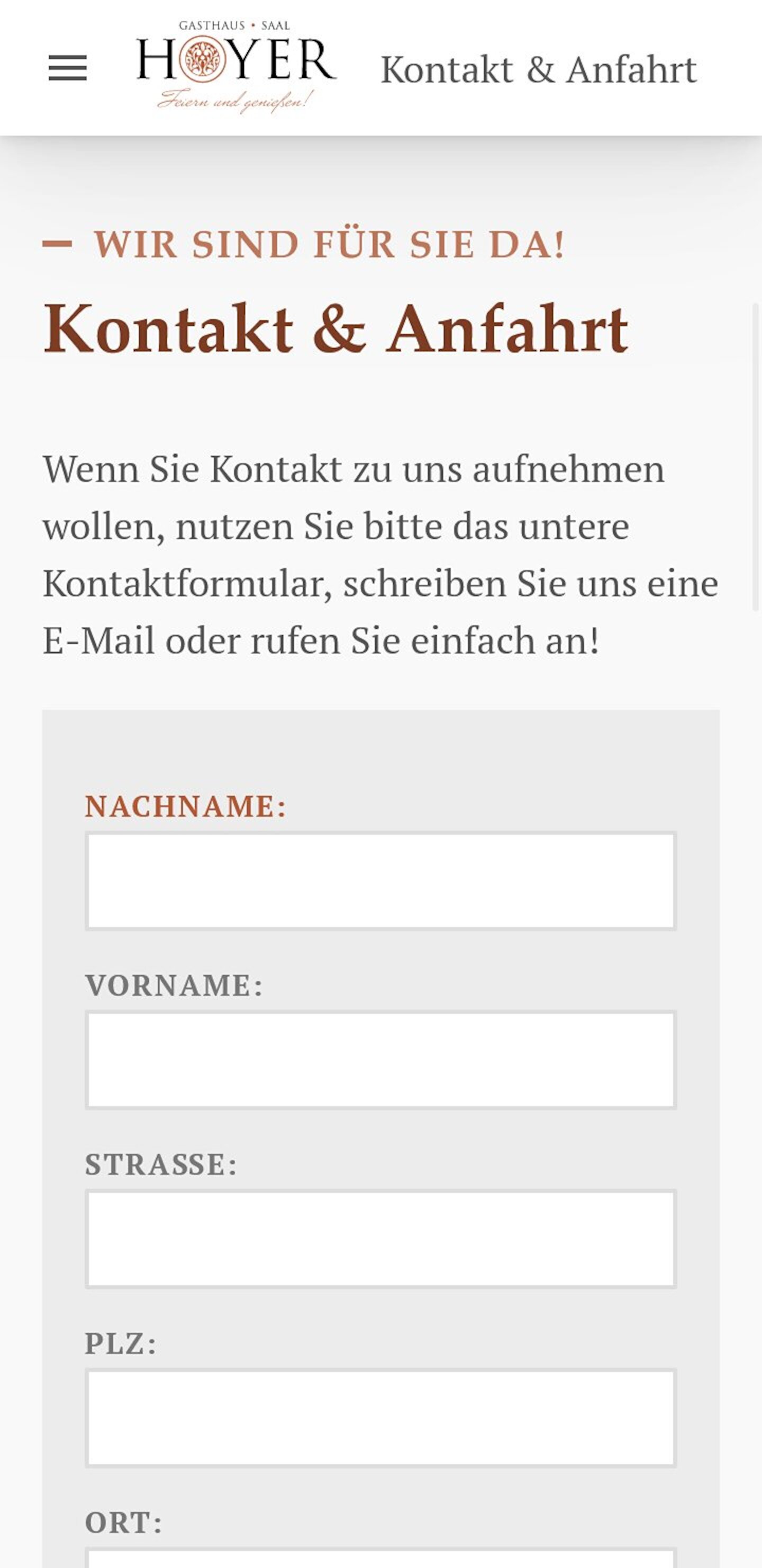 Smartphone Screenshot der Website von: Gasthaus Hoyer