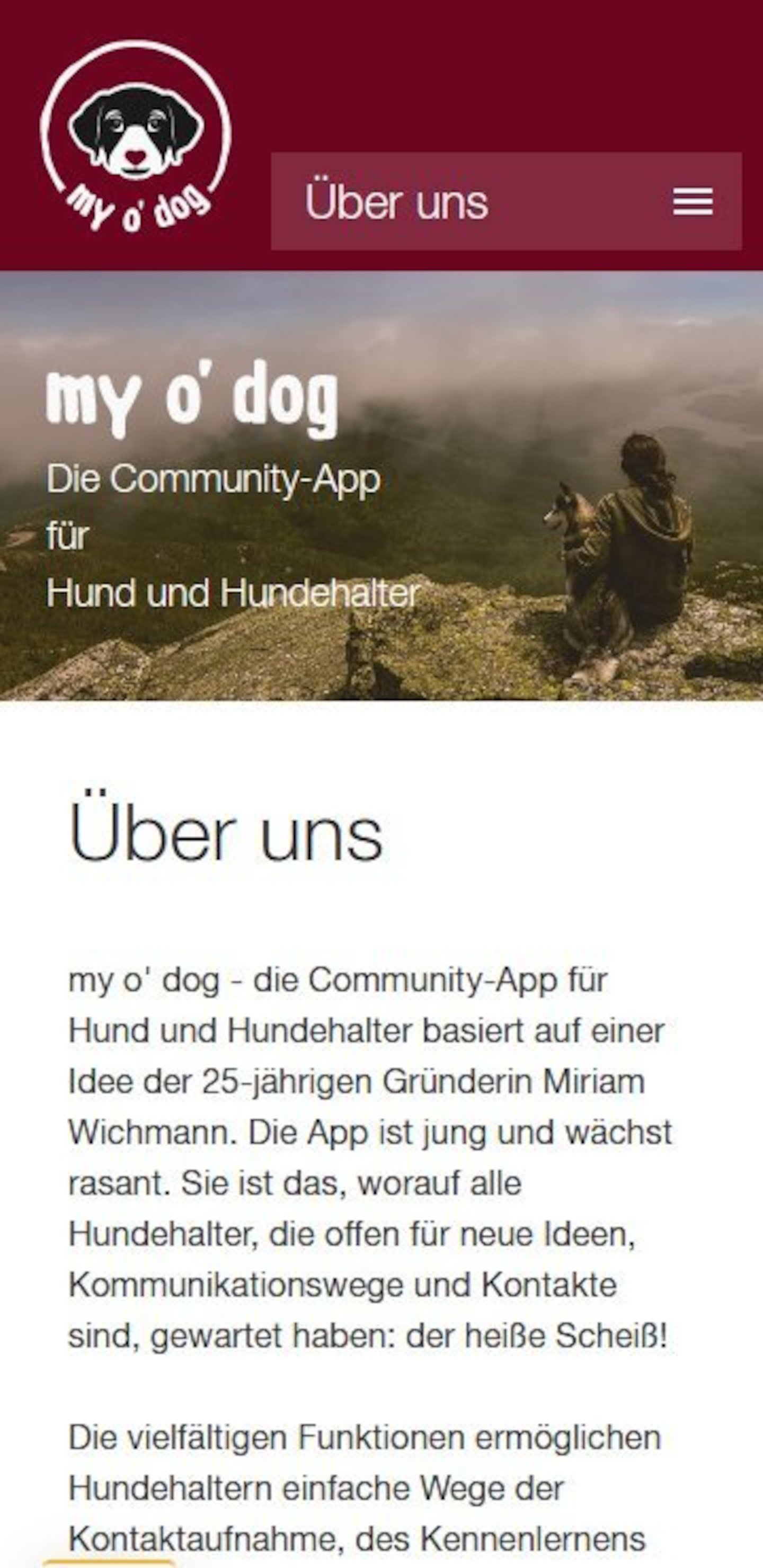 Smartphone Screenshot der Website von: my o' dog