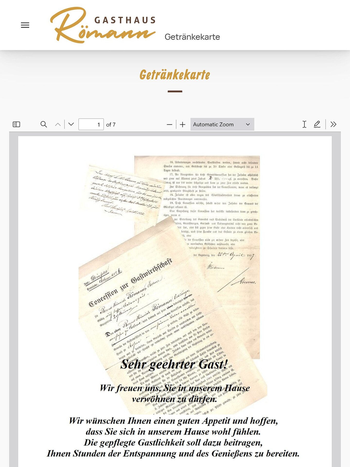 Tablet Screenshot der Website von: Gasthaus Römann