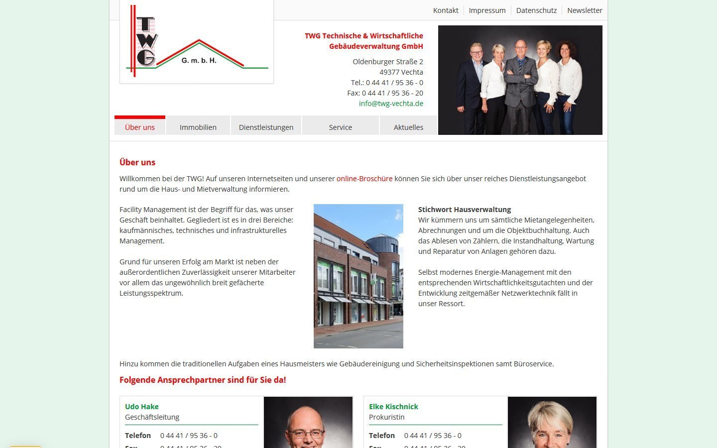 Desktop Screenshot der Website von: TWG Vechta