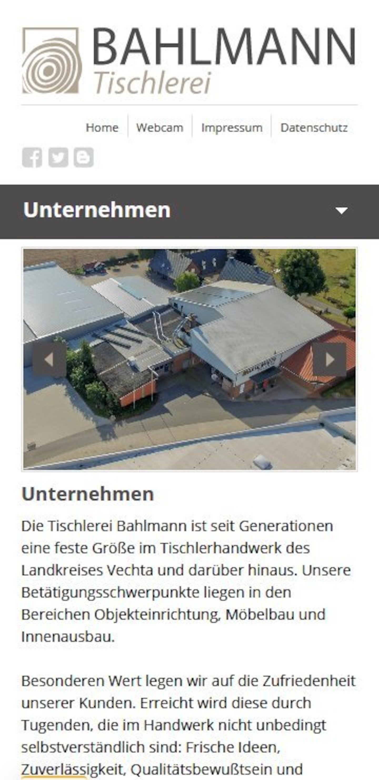 Smartphone Screenshot der Website von: Bahlmann Tischlerei