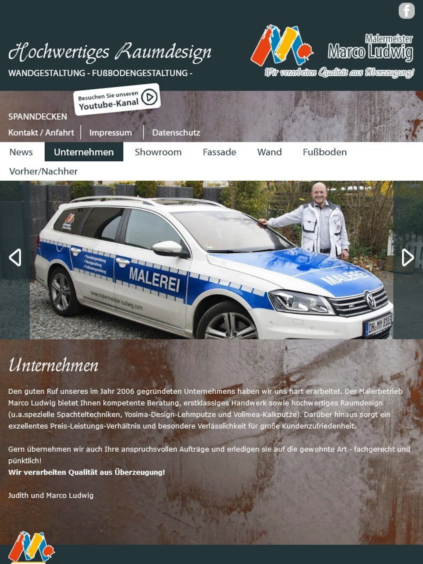 Tablet Screenshot der Website von: Malermeister Marco Ludwig