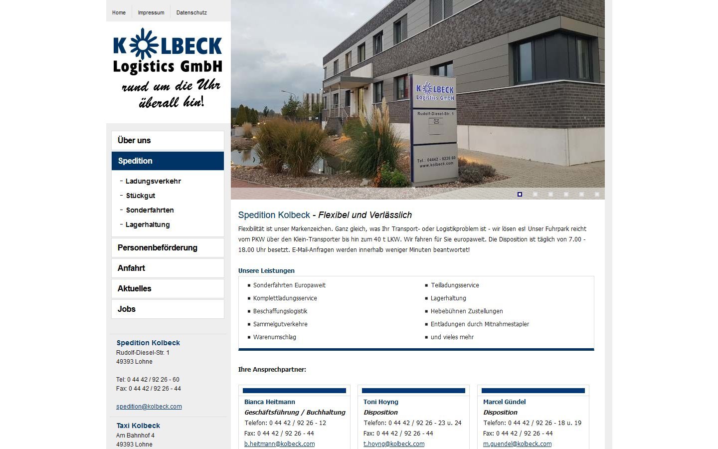 Desktop Screenshot der Website von: Kolbeck Logistics GmbH