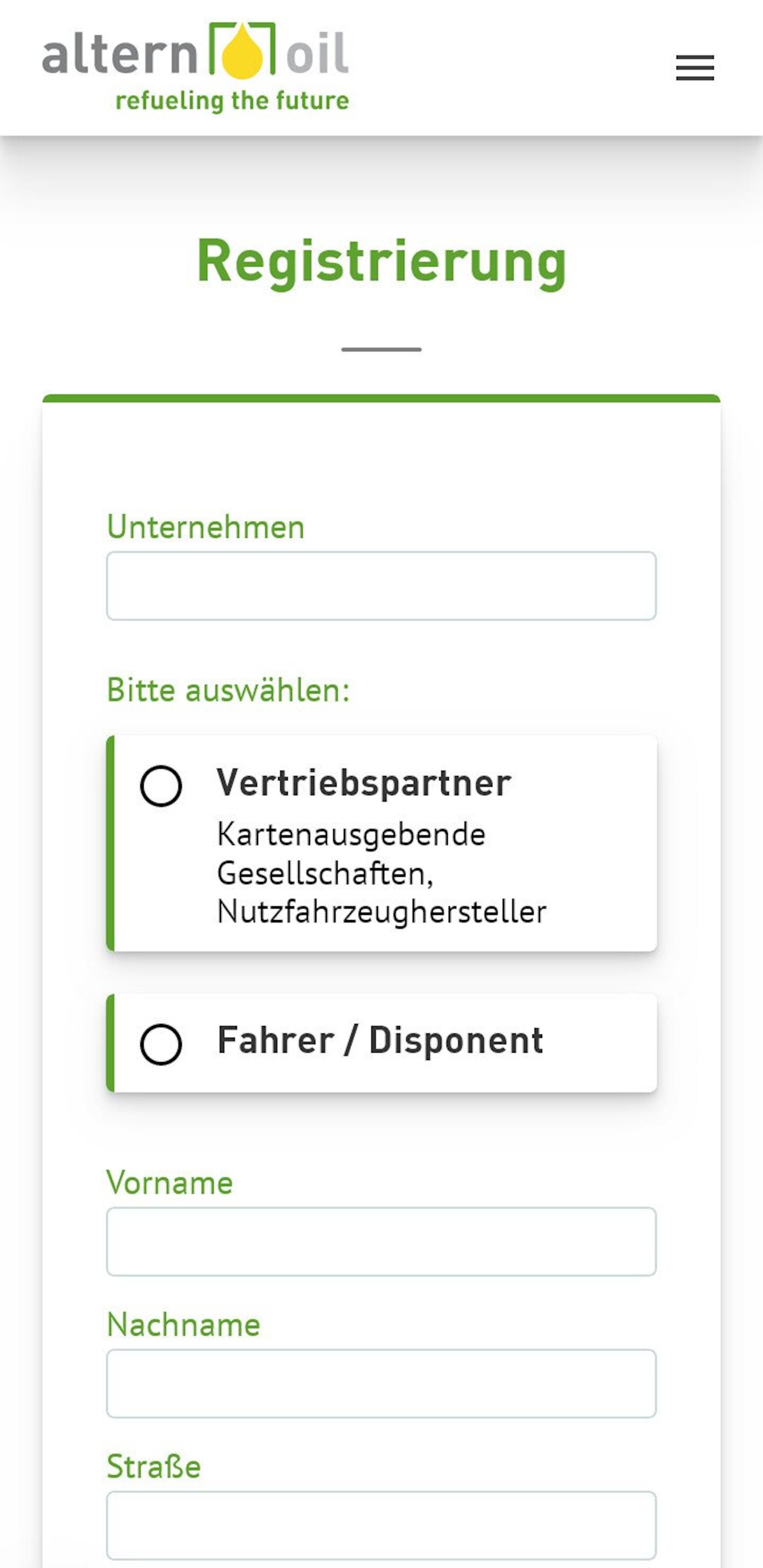 Smartphone Screenshot der Website von: Alternoil GmbH