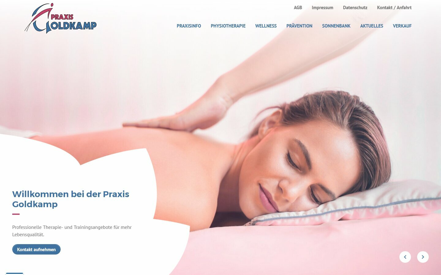 Desktop Screenshot der Website von: Praxis Goldkamp