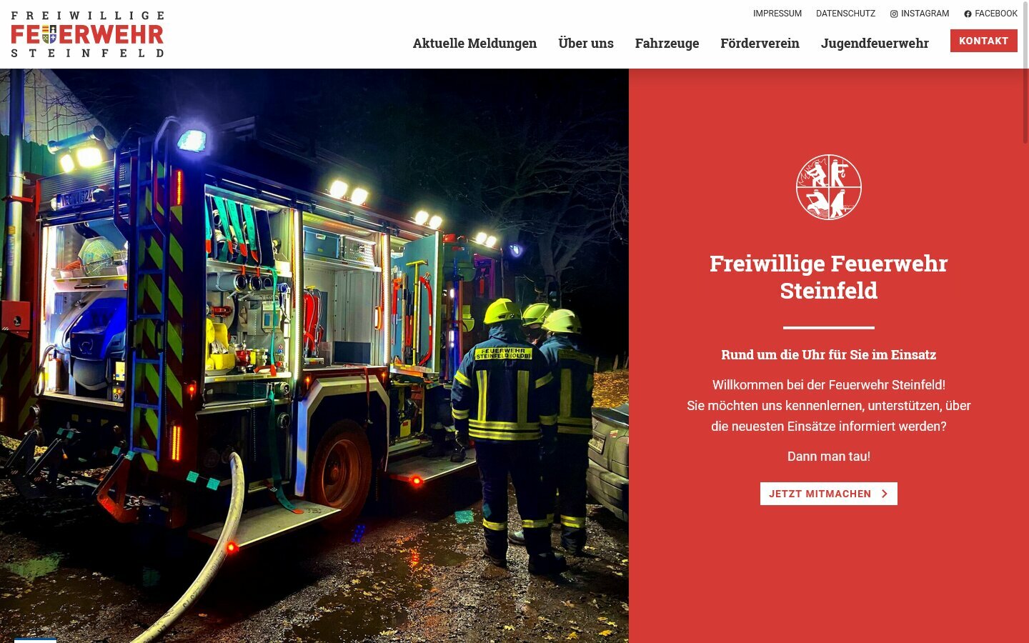 Desktop Screenshot der Website von: Feuerwehr Steinfeld