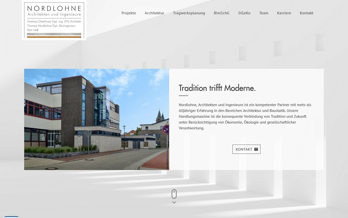 Desktop Screenshot der Website von: Nordlohne Architekten und Ingenieure