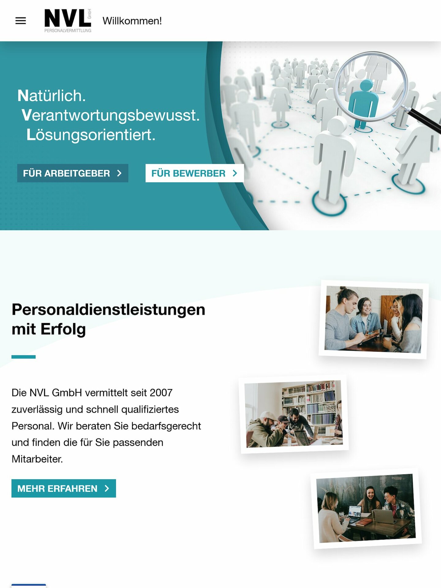 Tablet Screenshot der Website von: NVL GmbH