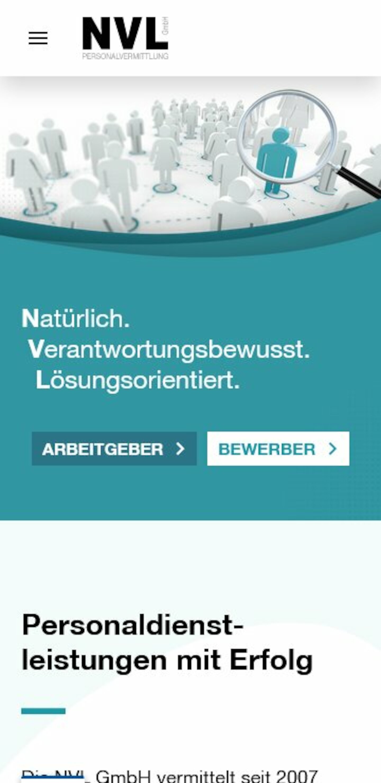 Smartphone Screenshot der Website von: NVL GmbH
