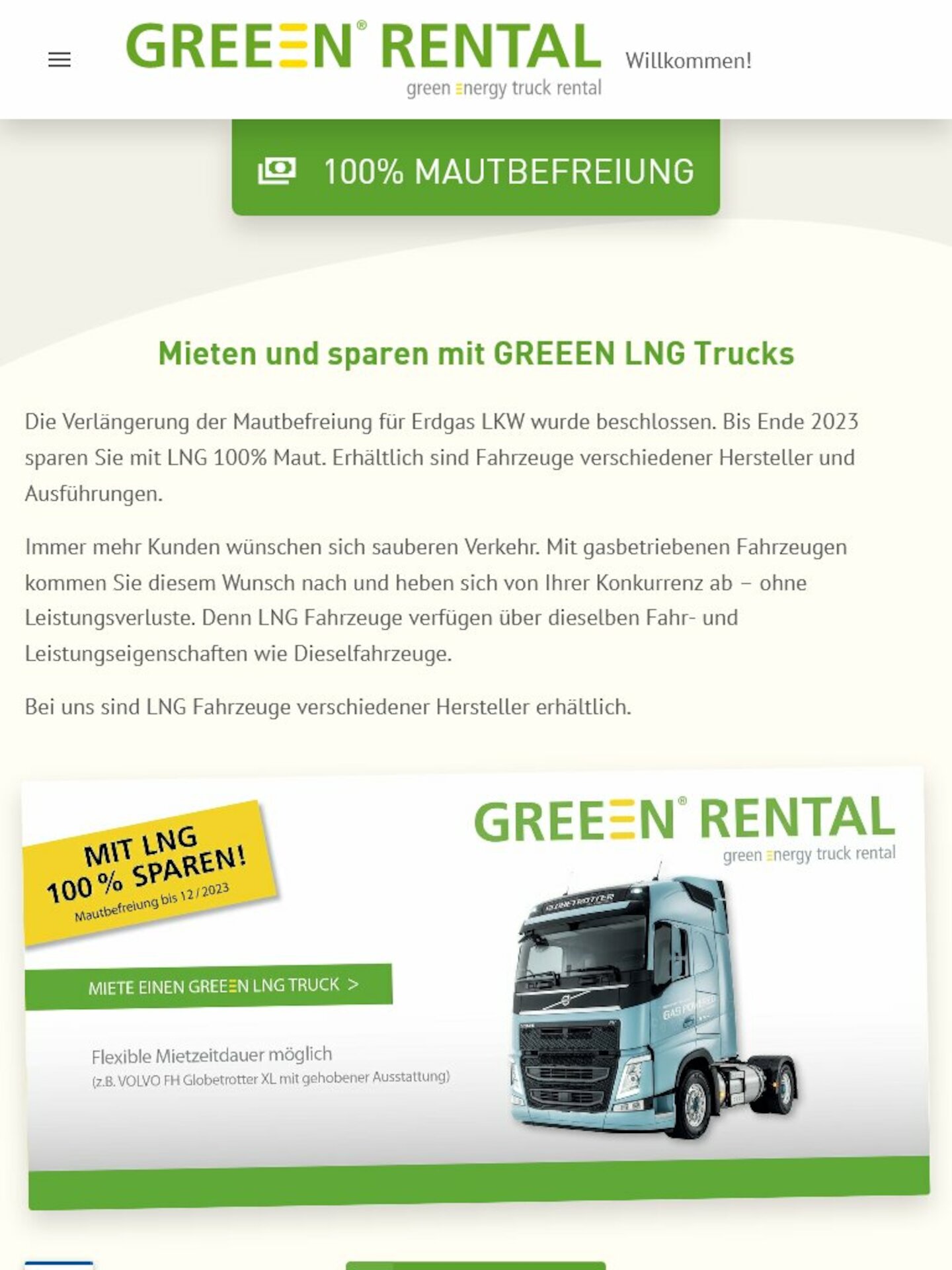 Tablet Screenshot der Website von: Greeen Rental GmbH