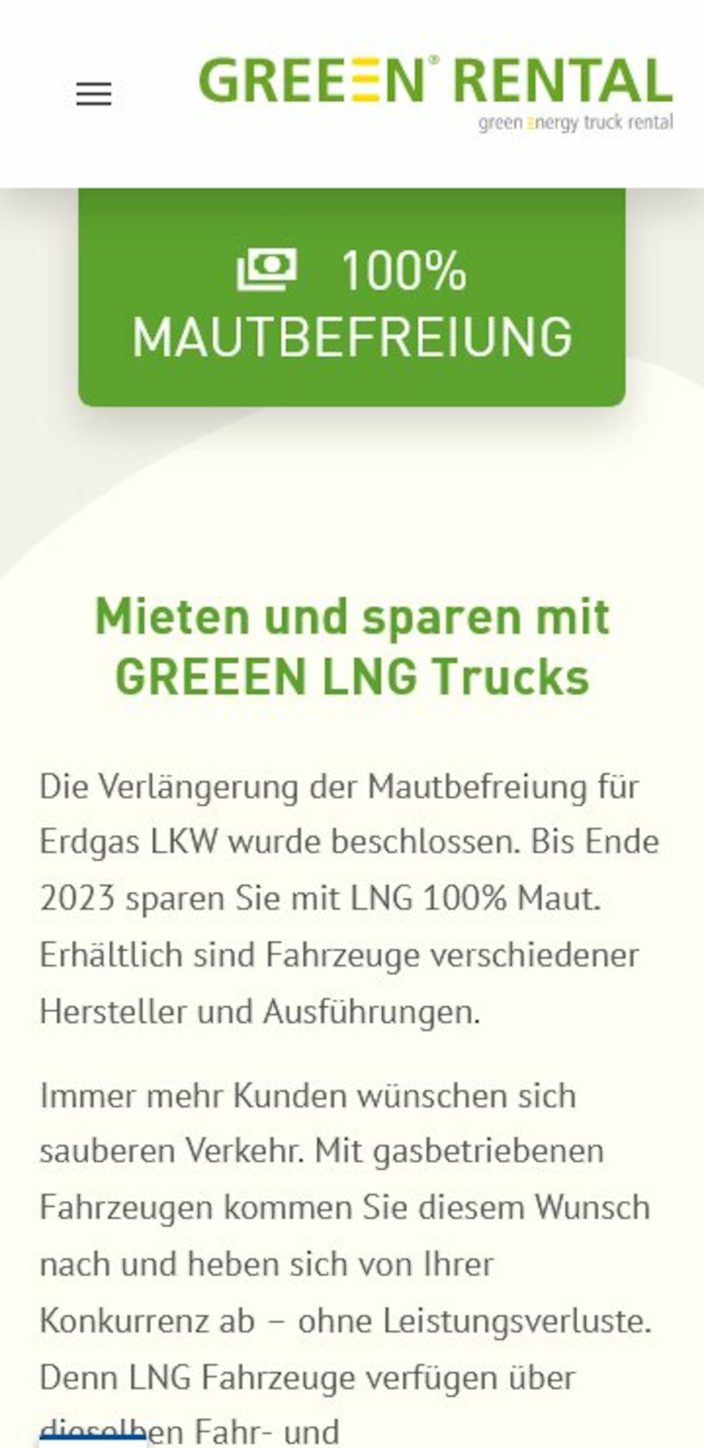 Smartphone Screenshot der Website von: Greeen Rental GmbH
