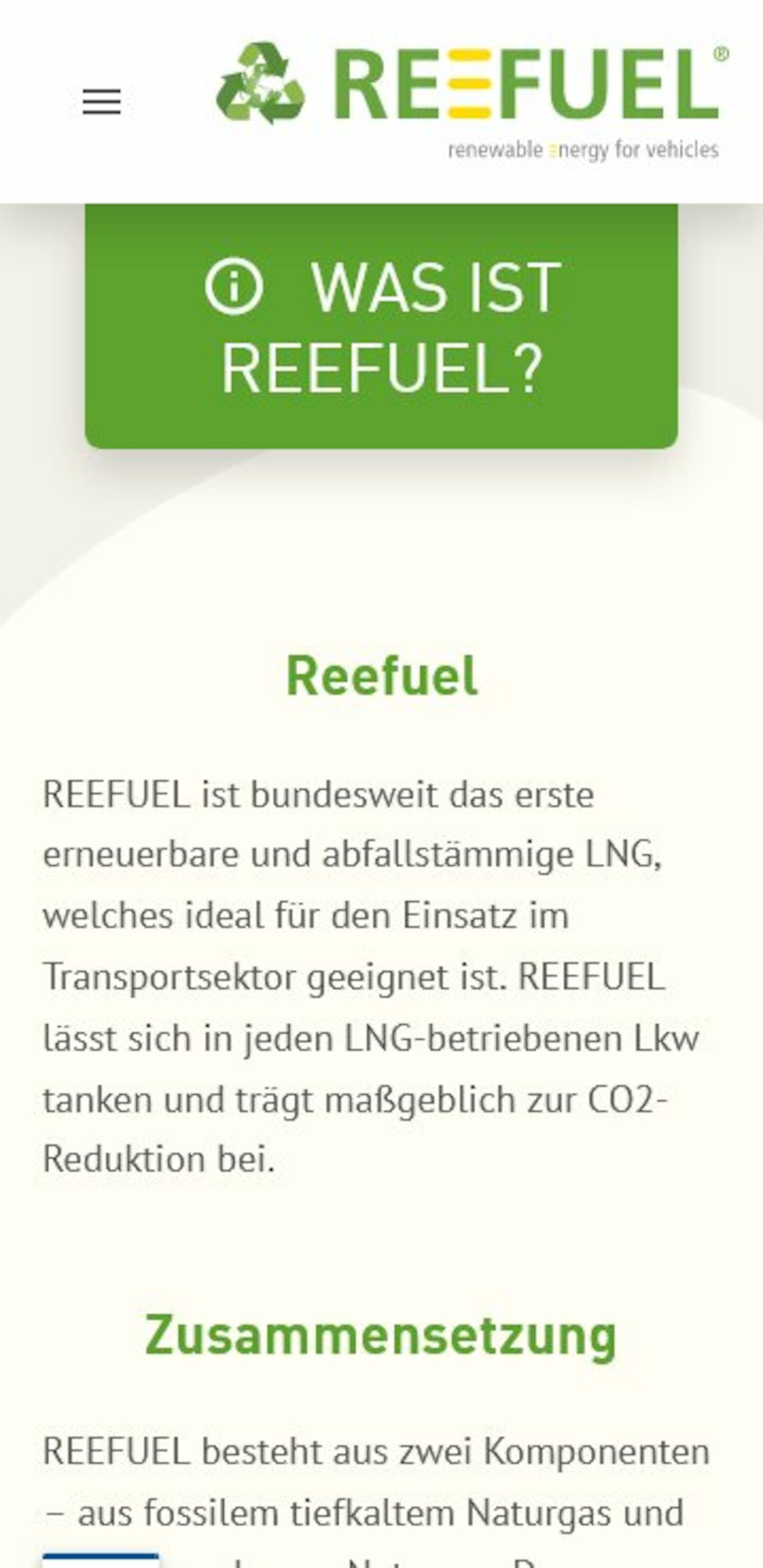 Smartphone Screenshot der Website von: REEFUEL