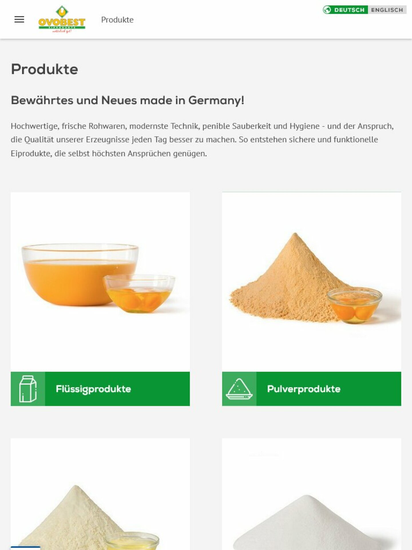 Tablet Screenshot der Website von: OVOBEST