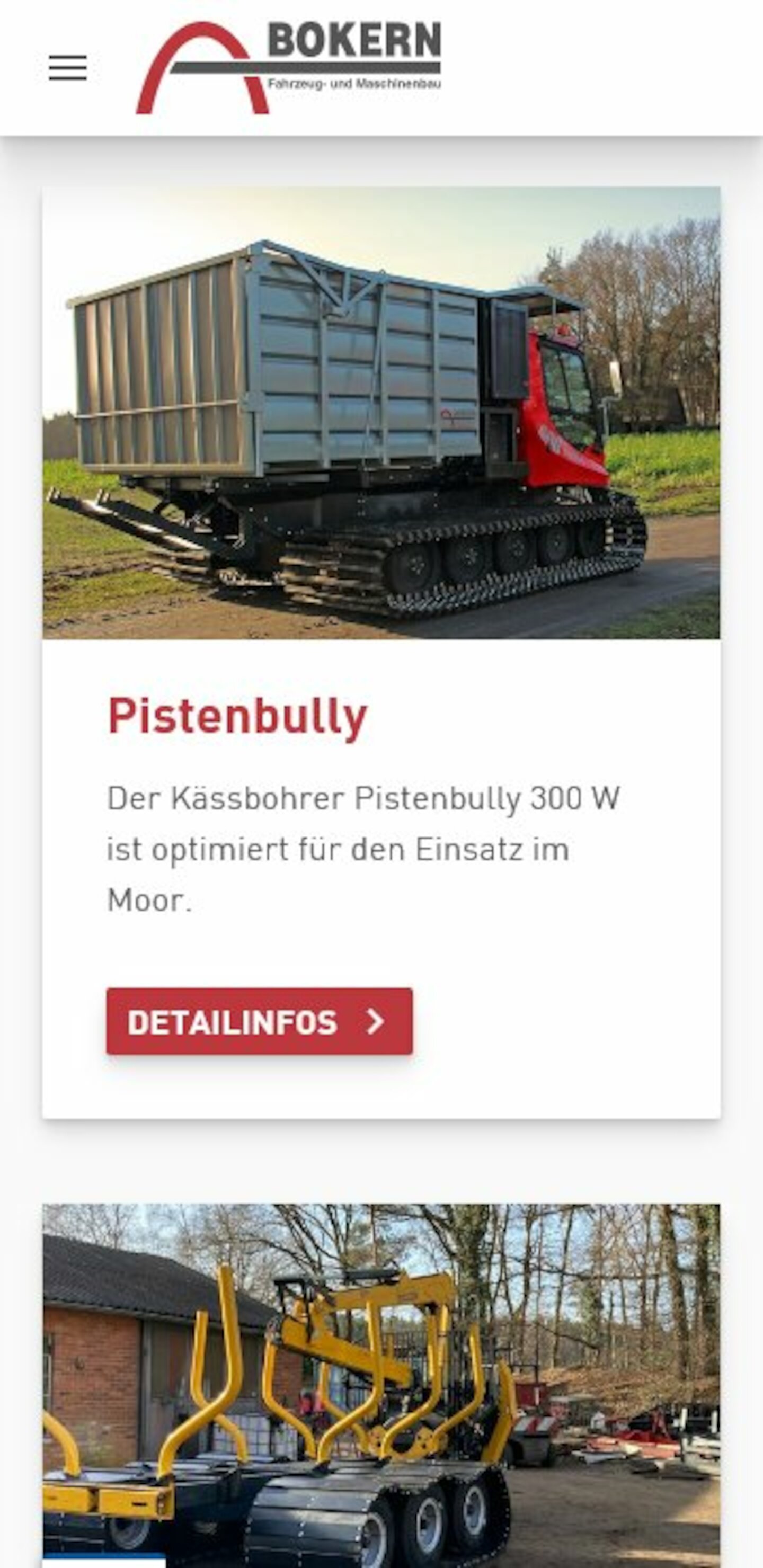 Smartphone Screenshot der Website von: Bokern - Fahrzeug- und Maschinenbau