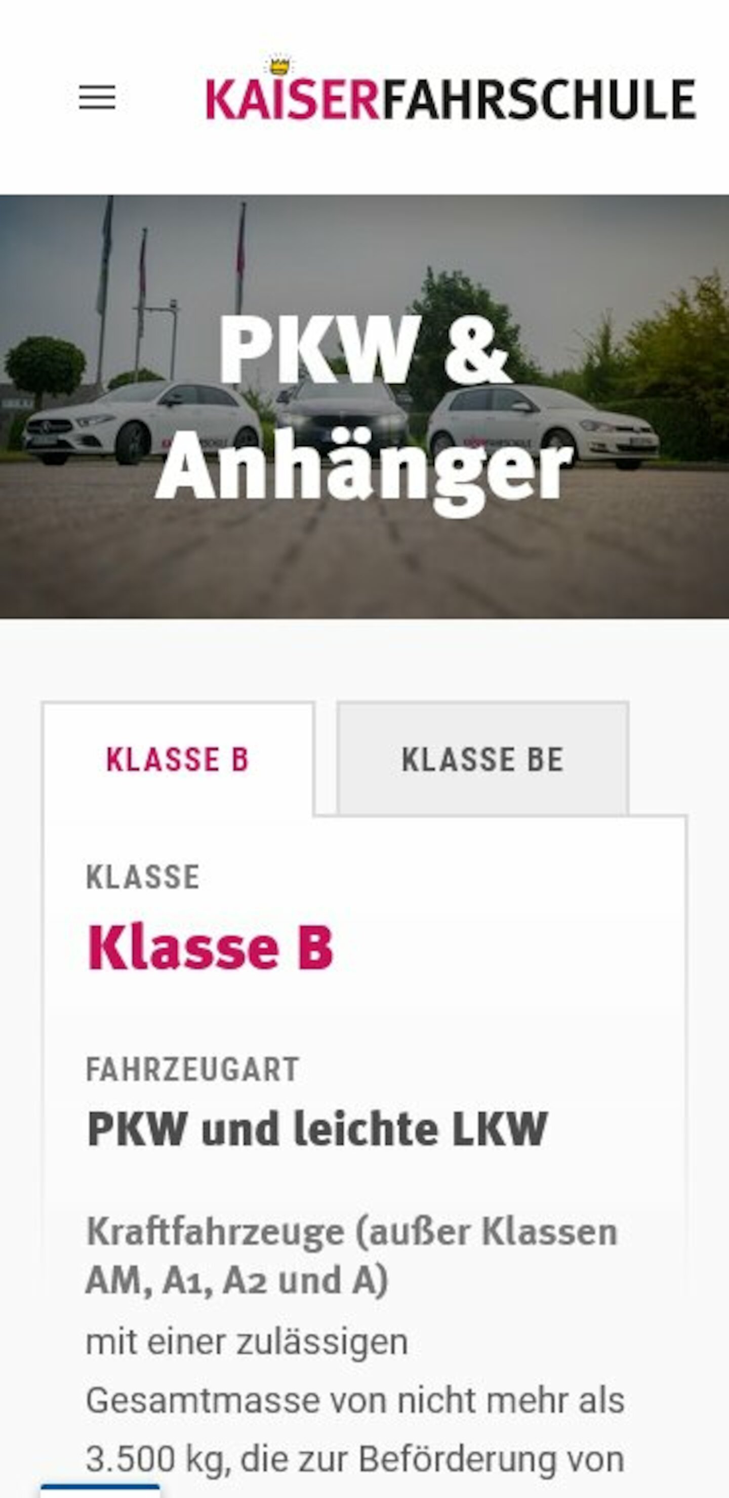 Smartphone Screenshot der Website von: Kaiser Lohne