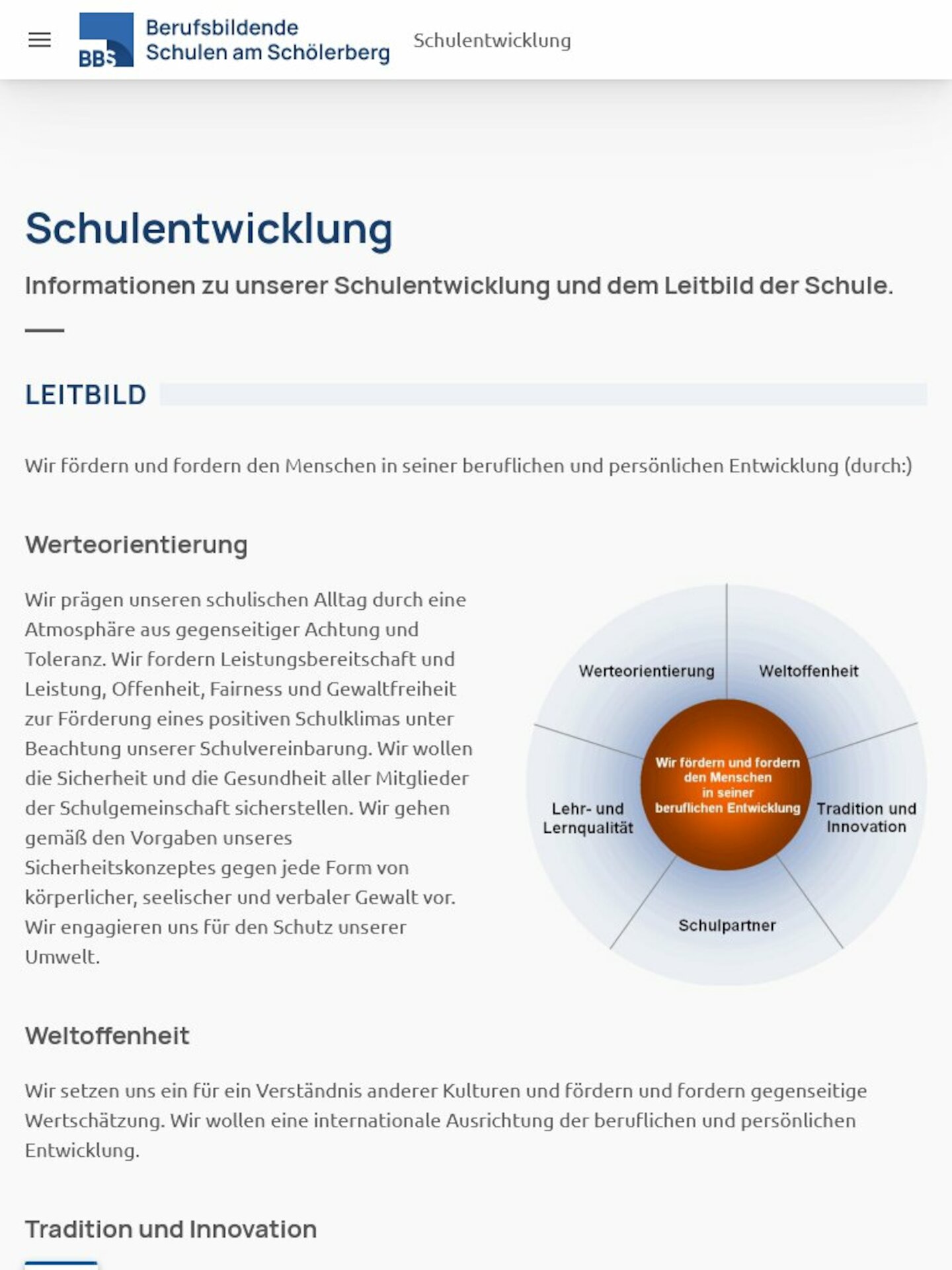 Tablet Screenshot der Website von: BBS am Schölerberg