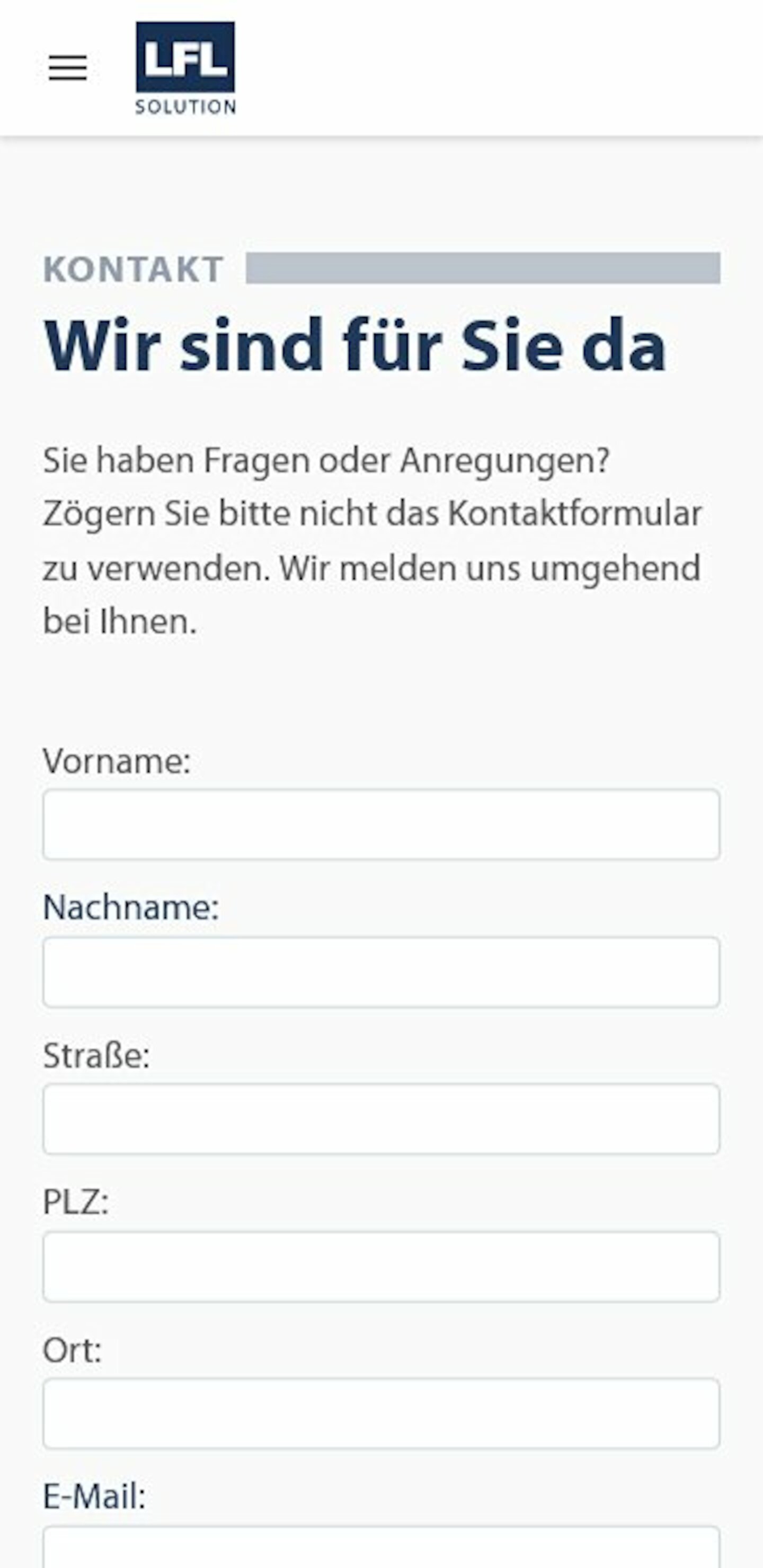 Smartphone Screenshot der Website von: LFL Solution