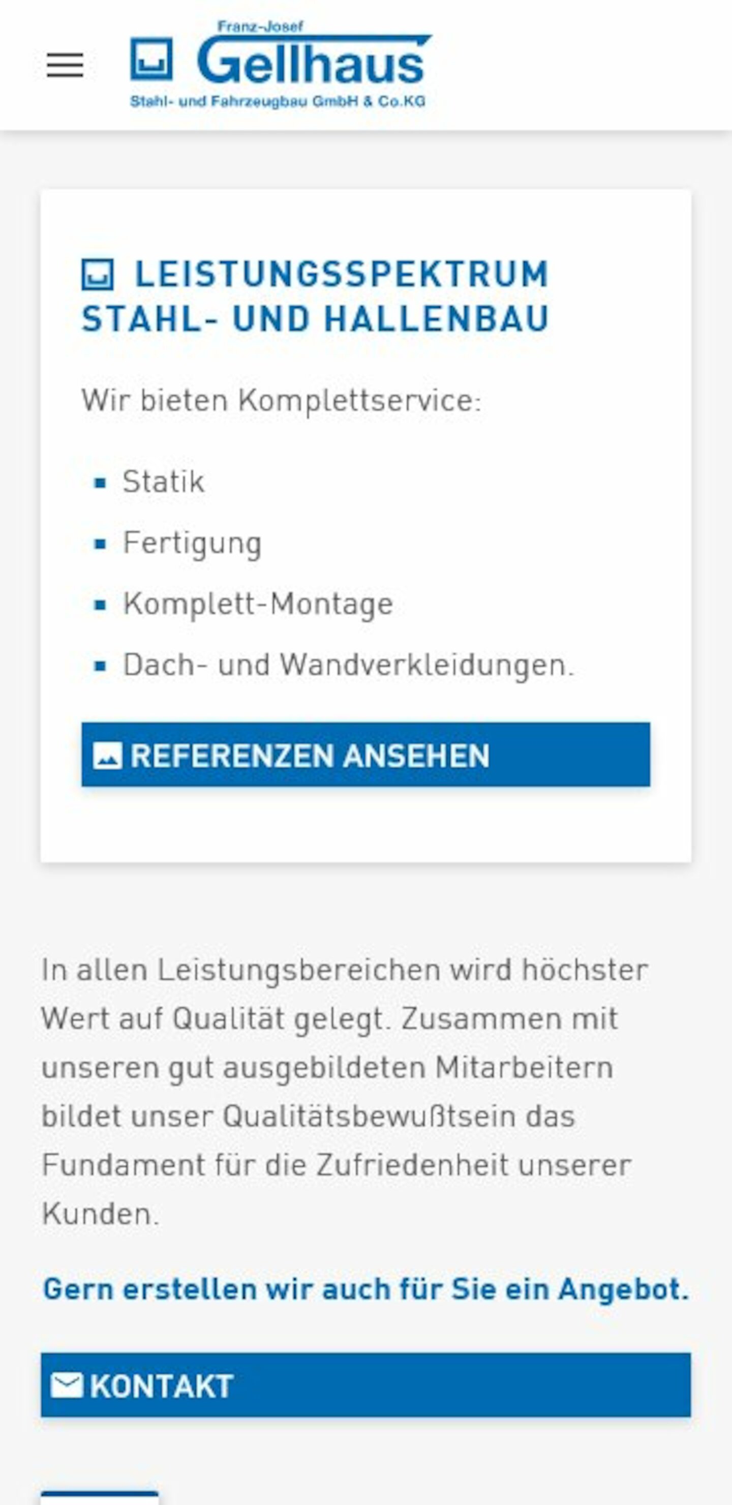 Smartphone Screenshot der Website von: Gellhaus