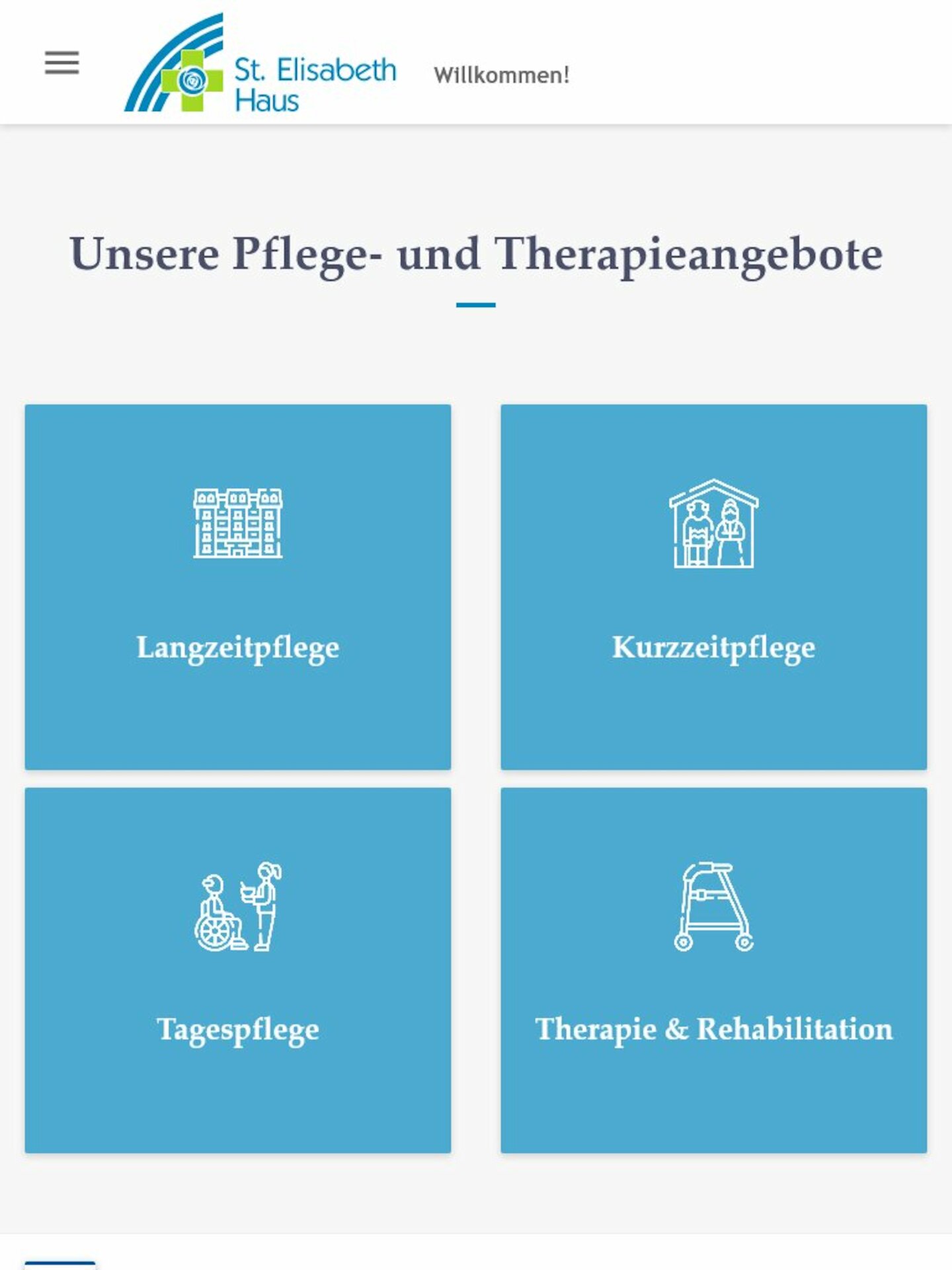 Tablet Screenshot der Website von: St. Elisabeth Haus
