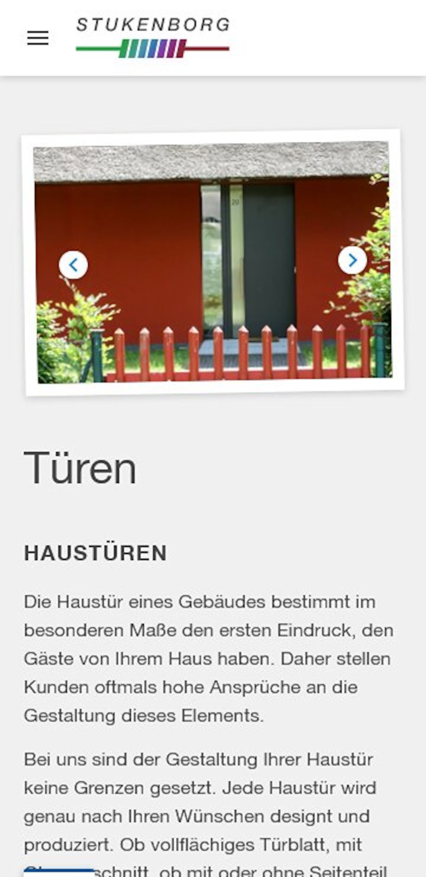 Smartphone Screenshot der Website von: Tischlerei Stukenborg