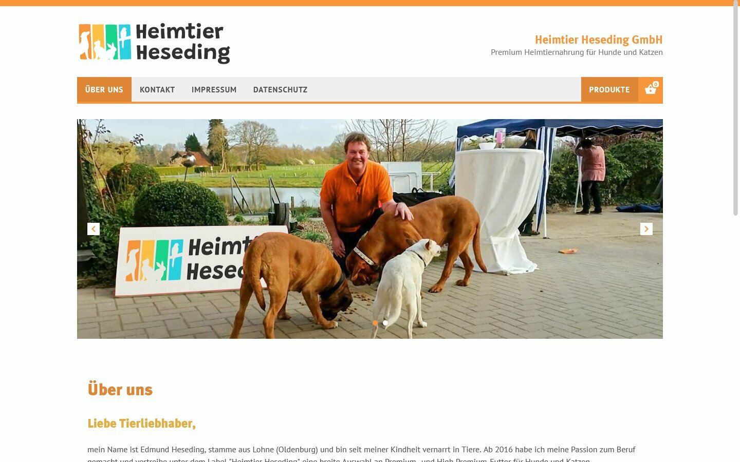 Desktop Screenshot der Website von: Heimtier Heseding