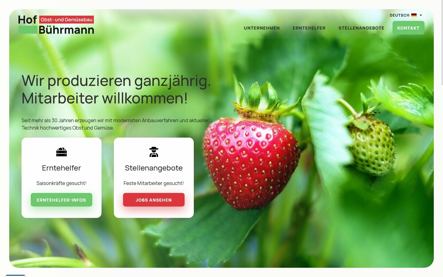 Desktop Screenshot der Website von: Hof Bührmann