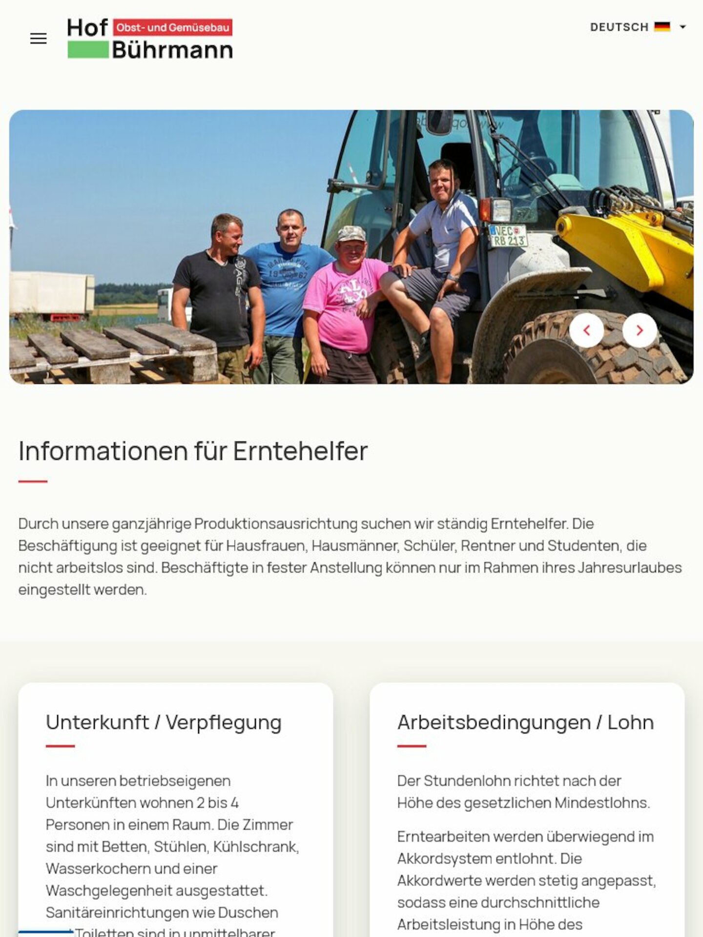 Tablet Screenshot der Website von: Hof Bührmann