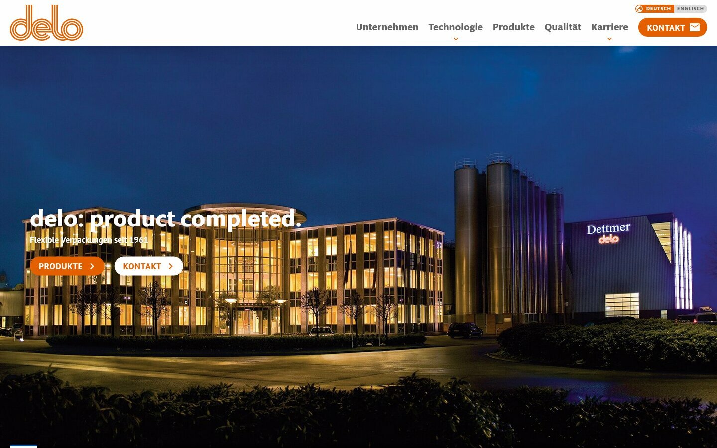 Desktop Screenshot der Website von: delo: Dettmer Verpackungen GmbH