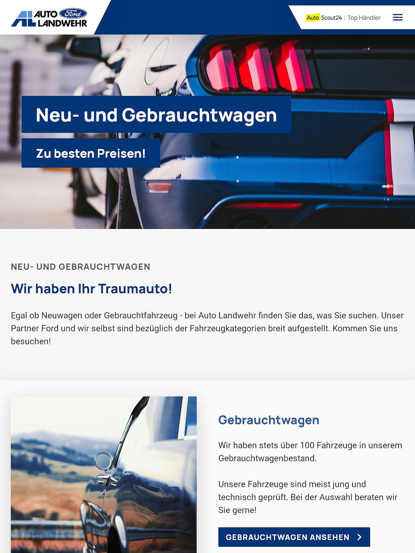 Tablet Screenshot der Website von: Auto Landwehr