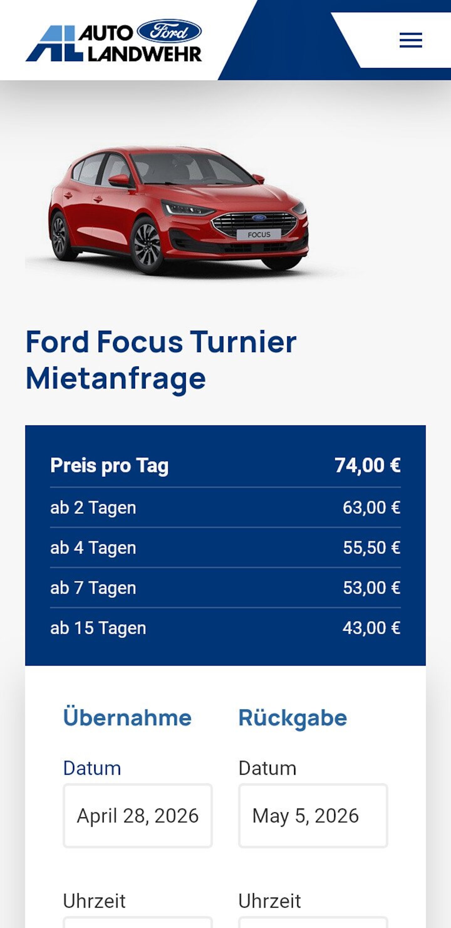 Smartphone Screenshot der Website von: Auto Landwehr