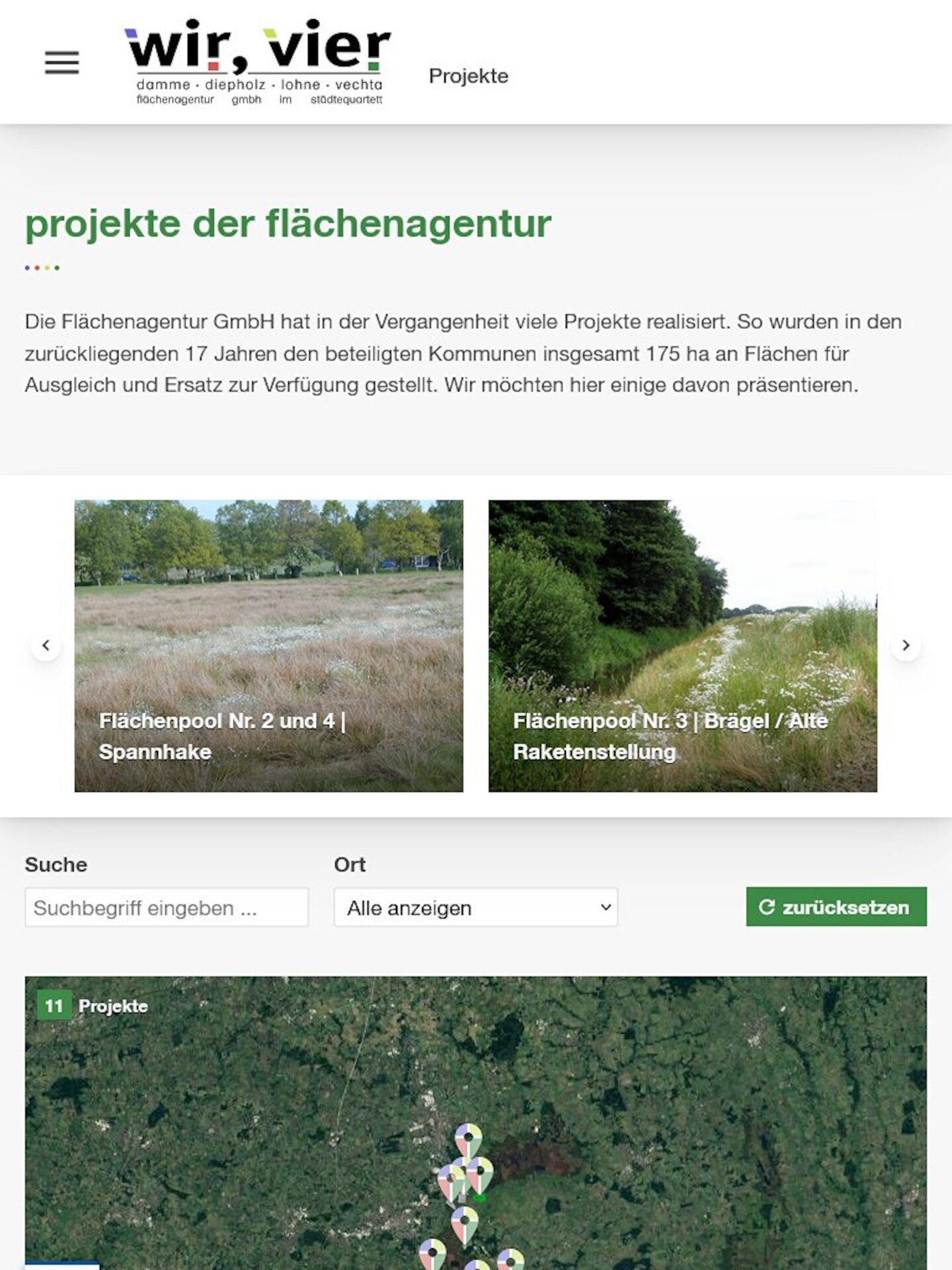 Tablet Screenshot der Website von: Flächenagentur