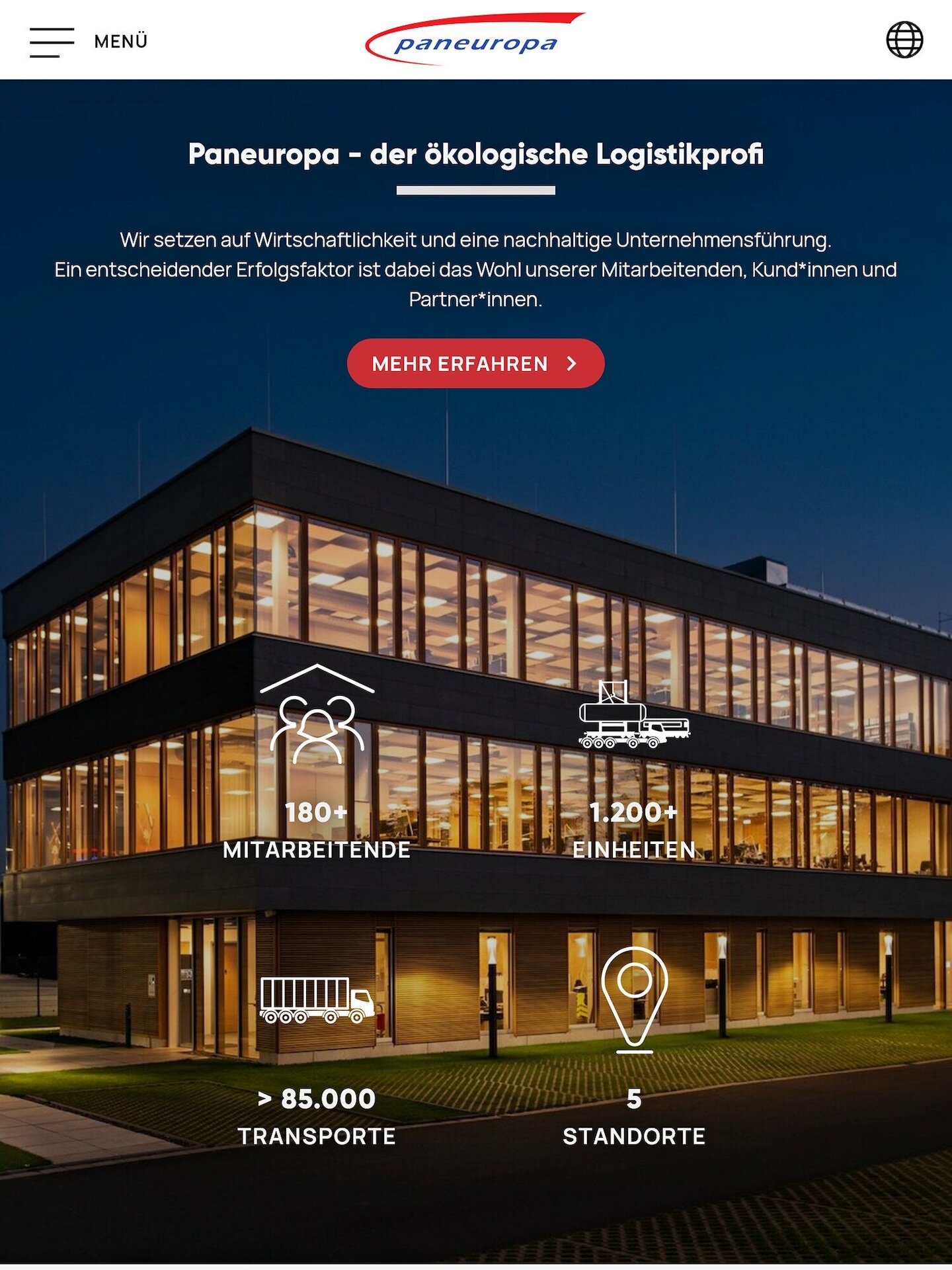 Tablet Screenshot der Website von: Paneuropa