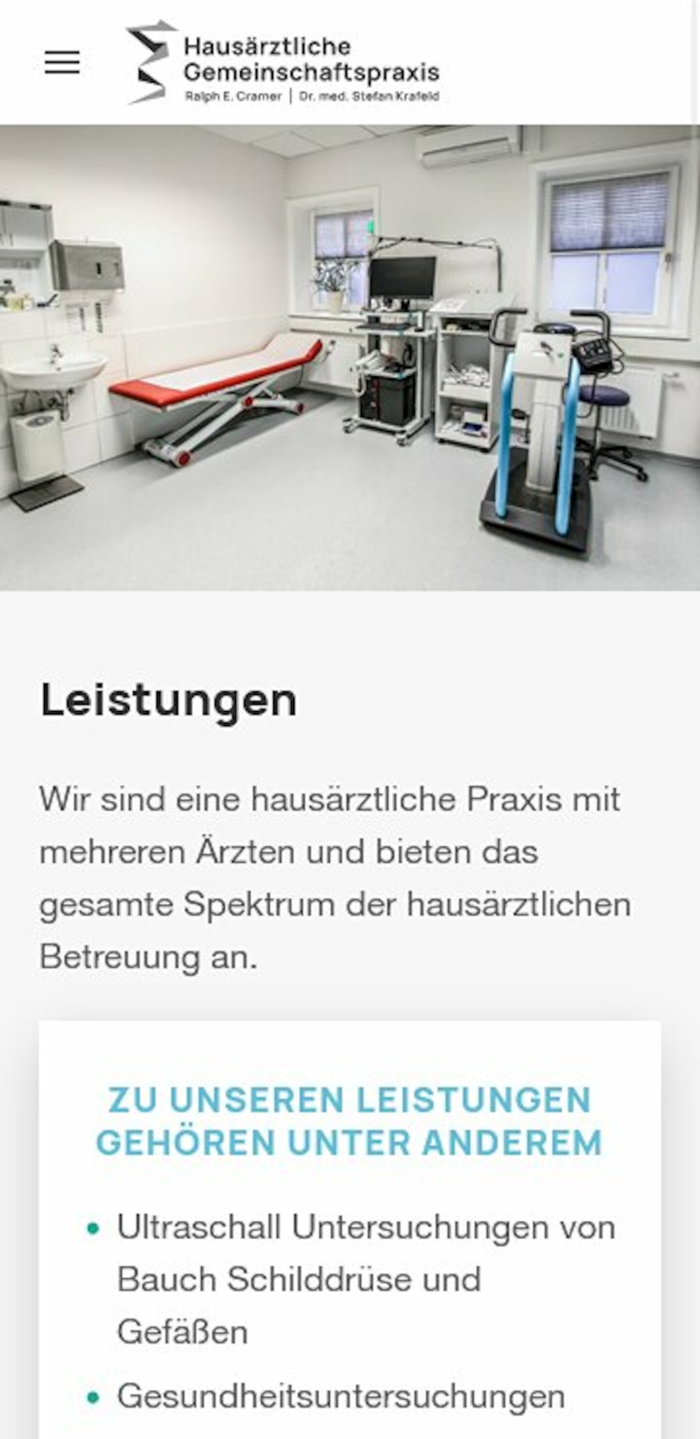 Smartphone Screenshot der Website von: Hausarztpraxis Cramer / Dr. Krafeld
