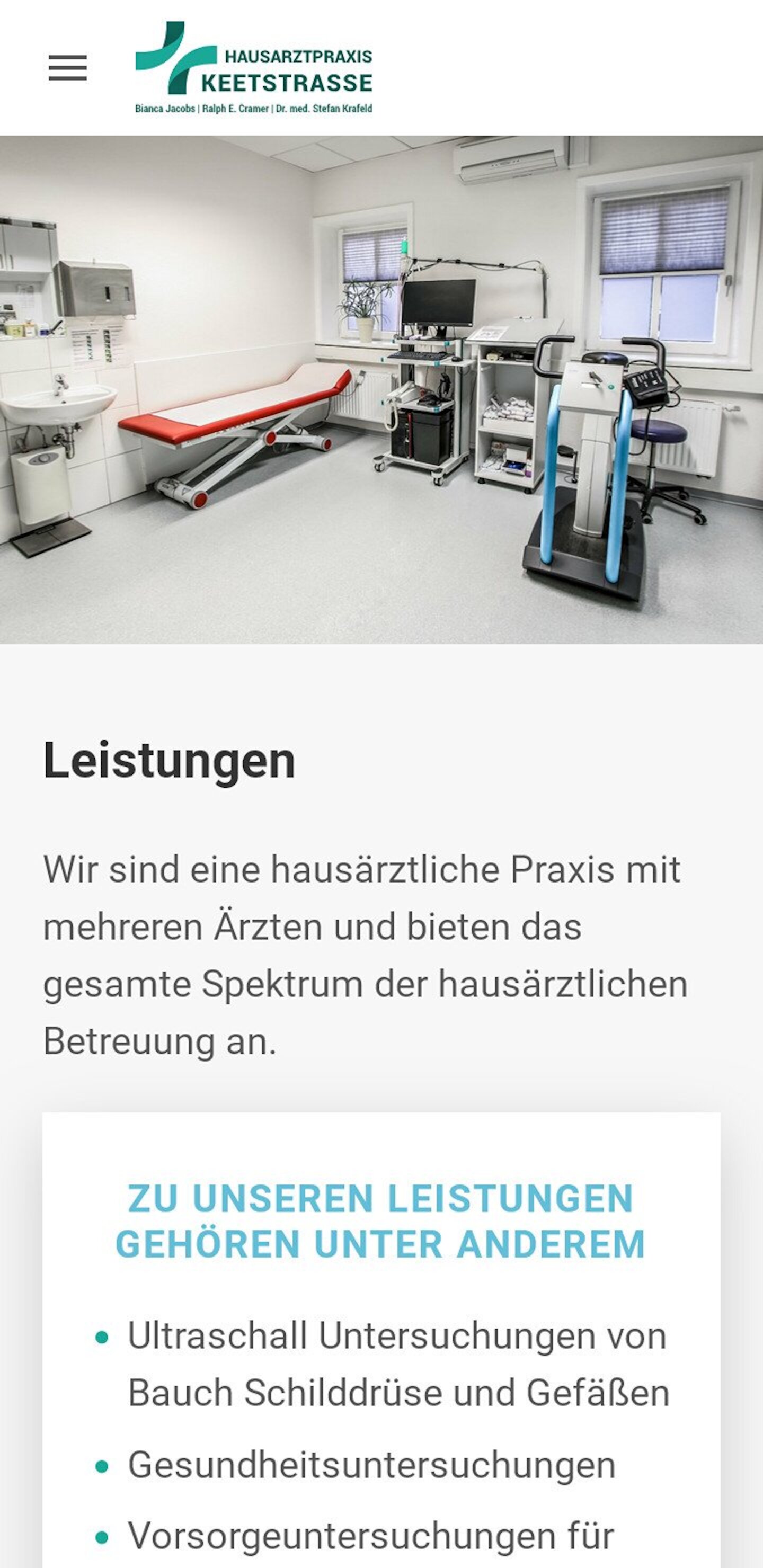Smartphone Screenshot der Website von: Hausarztpraxis Keetstraße