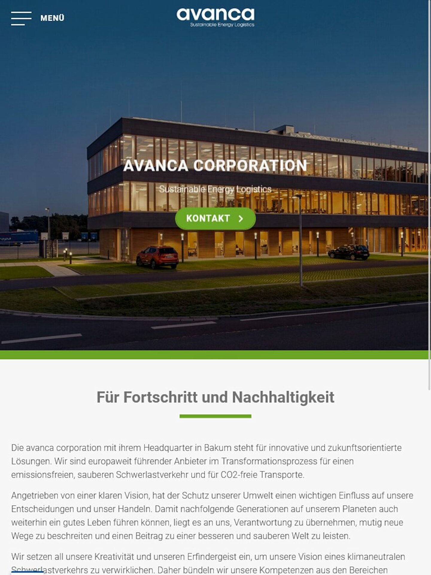 Tablet Screenshot der Website von: Avanca Group