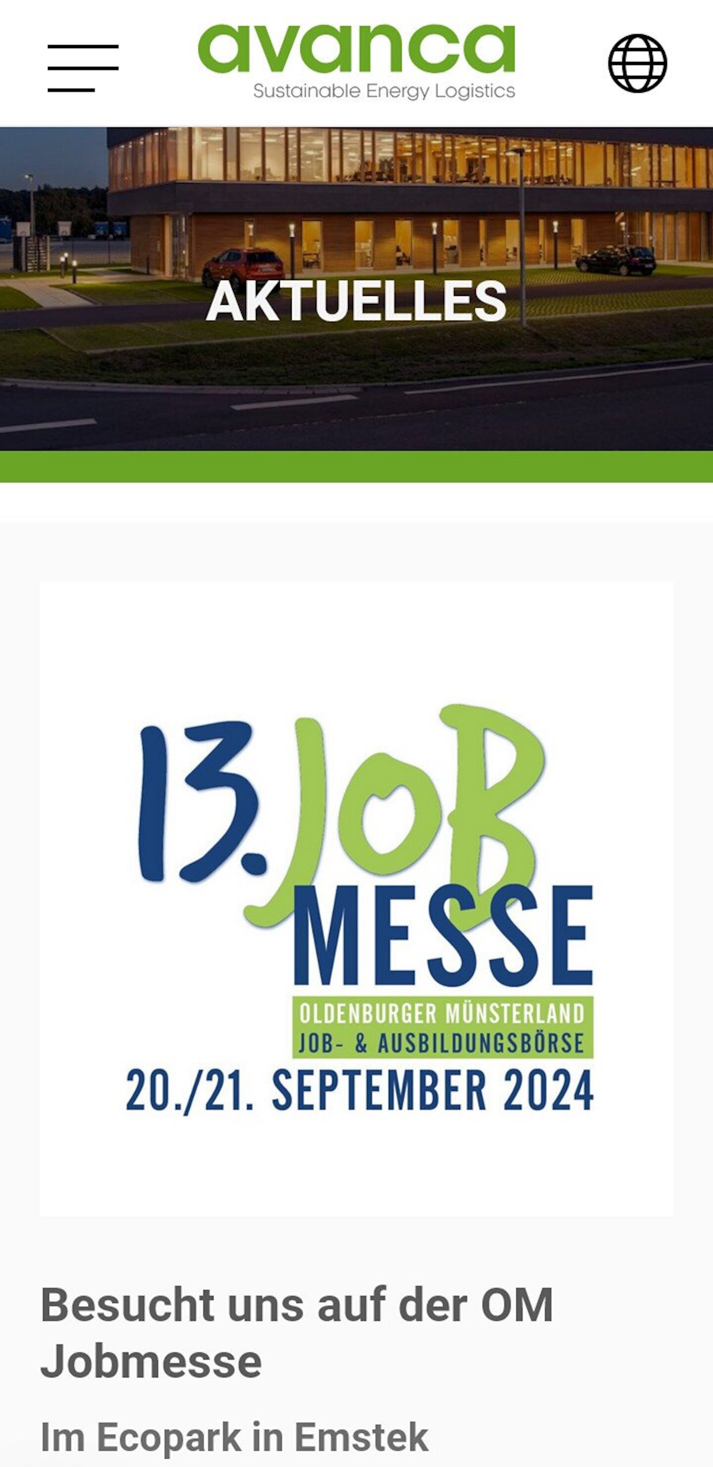 Smartphone Screenshot der Website von: Avanca Group