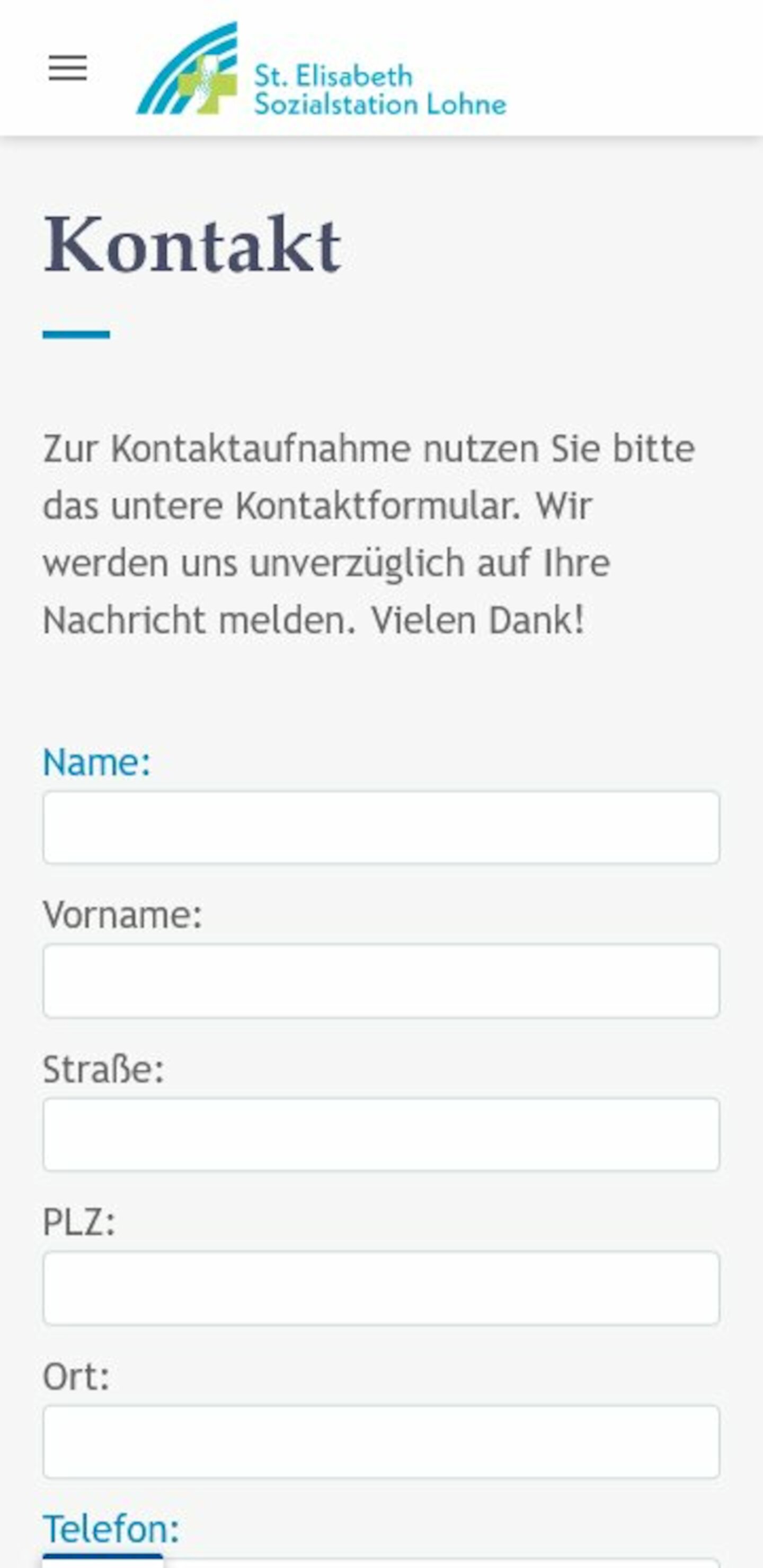 Smartphone Screenshot der Website von: Sozialstation Lohne