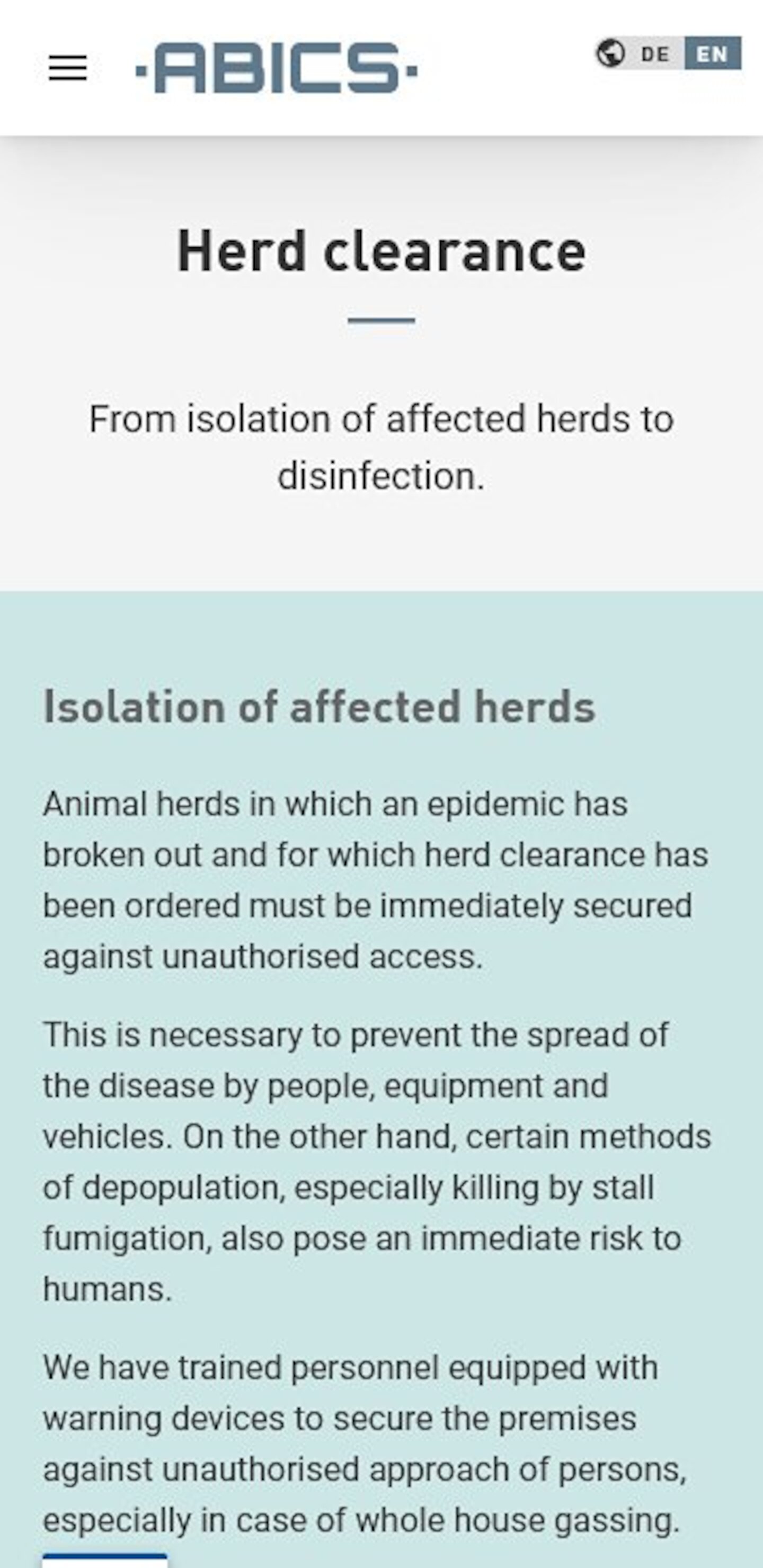 Smartphone Screenshot der Website von: ABICS GmbH