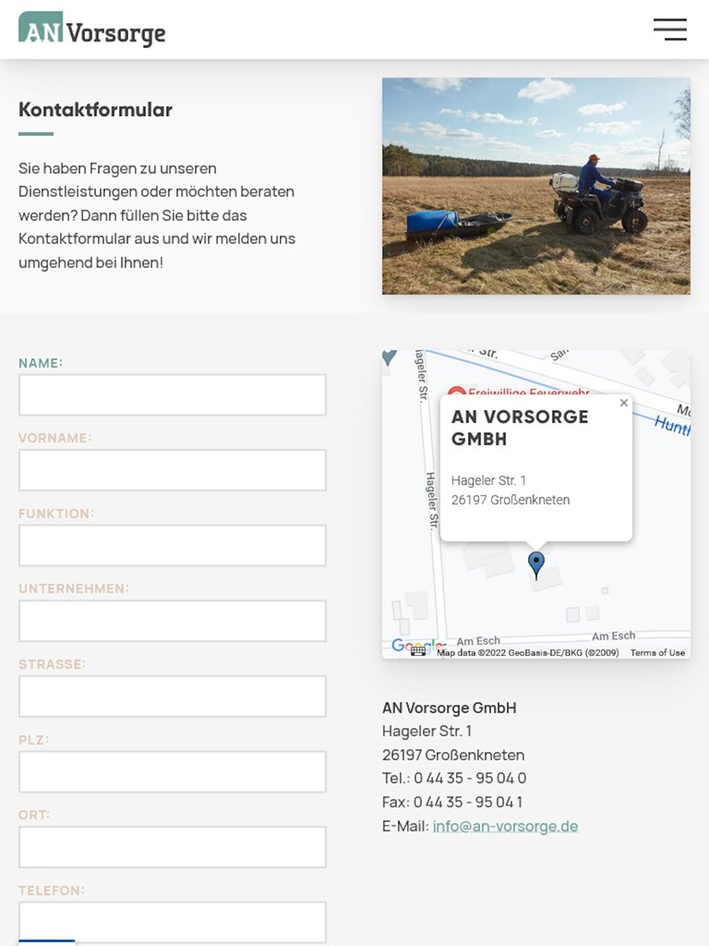 Tablet Screenshot der Website von: AN Vorsorge GmbH