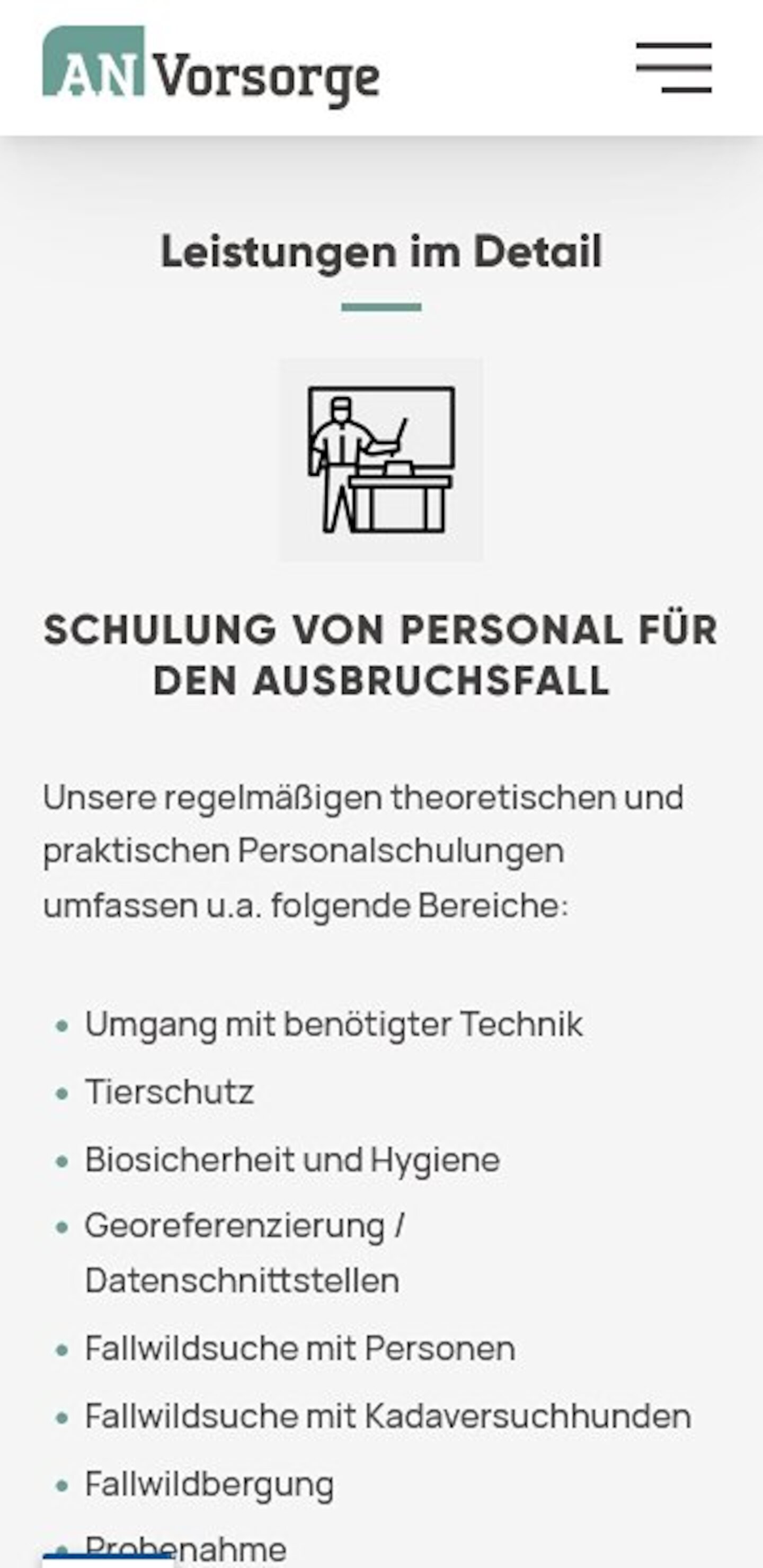 Smartphone Screenshot der Website von: AN Vorsorge GmbH