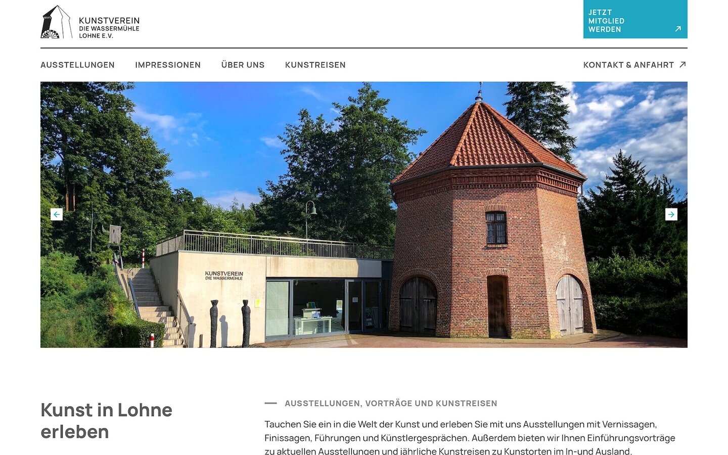 Desktop Screenshot der Website von: Kunstverein Die Wassermühle