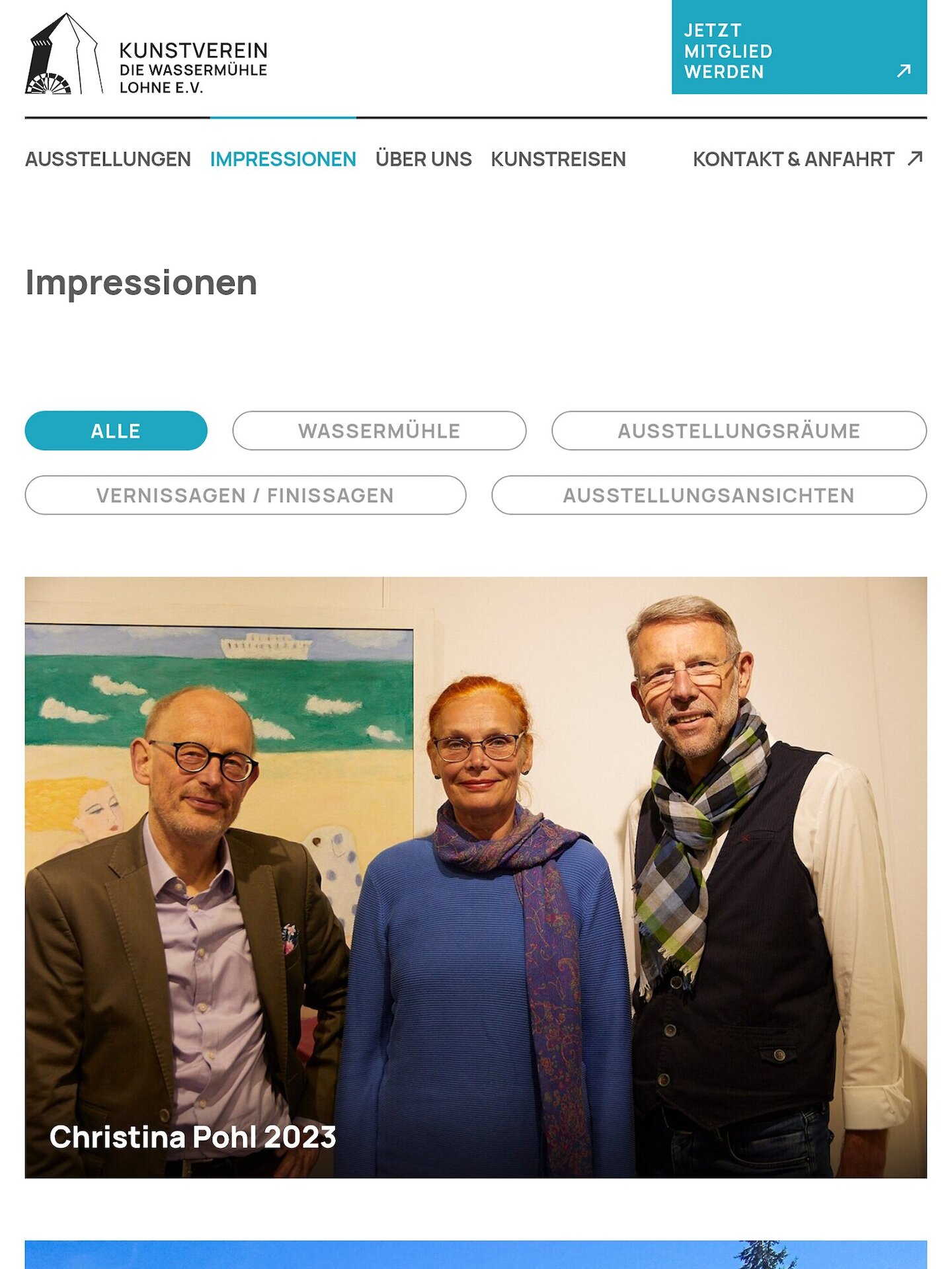 Tablet Screenshot der Website von: Kunstverein Die Wassermühle