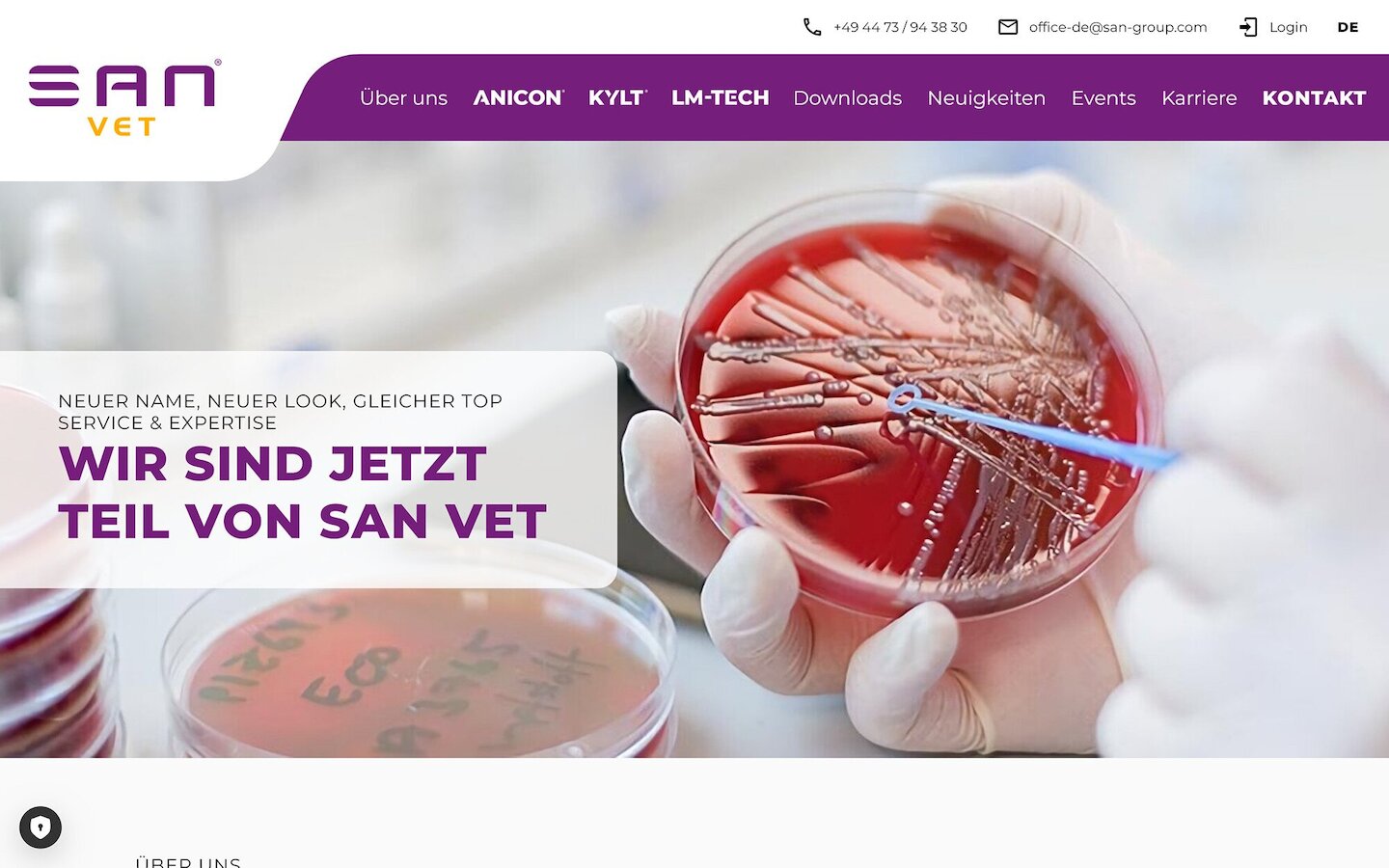 Desktop Screenshot der Website von: SAN Vet