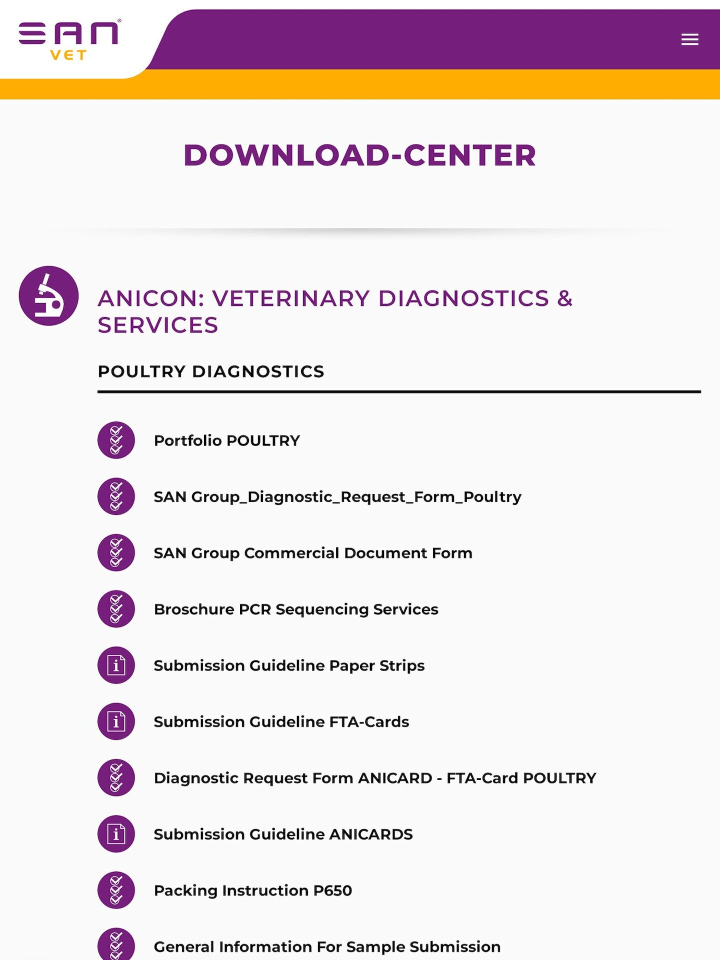 Tablet Screenshot der Website von: SAN Vet