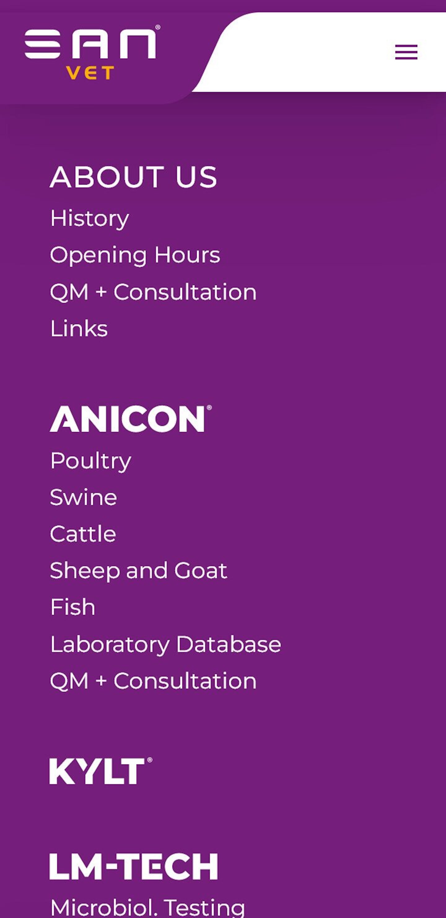 Smartphone Screenshot der Website von: SAN Vet