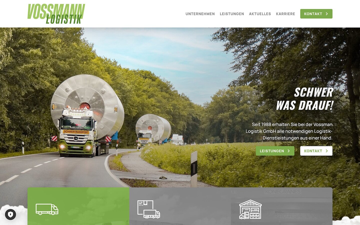 Desktop Screenshot der Website von: Vossmann Logistik