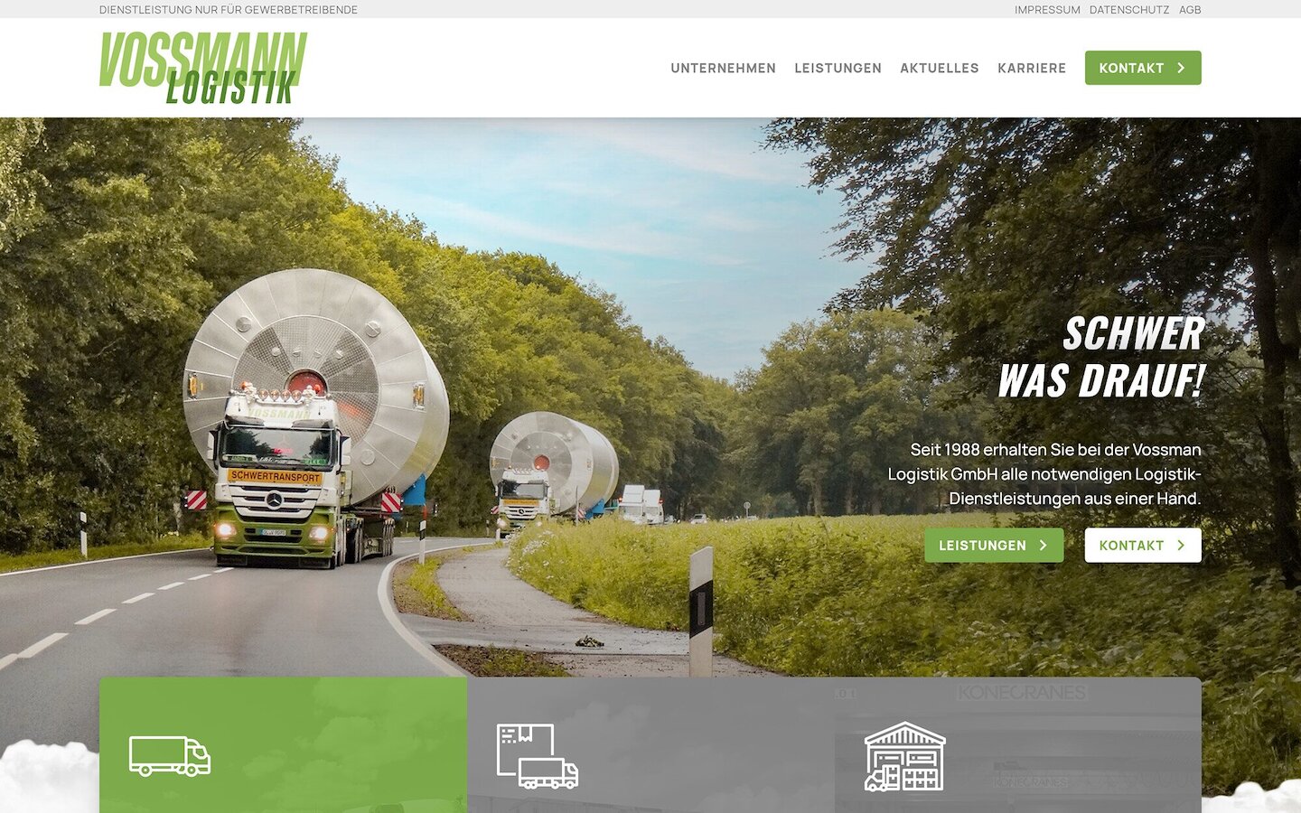 Desktop Screenshot der Website von: Vossmann Logistik