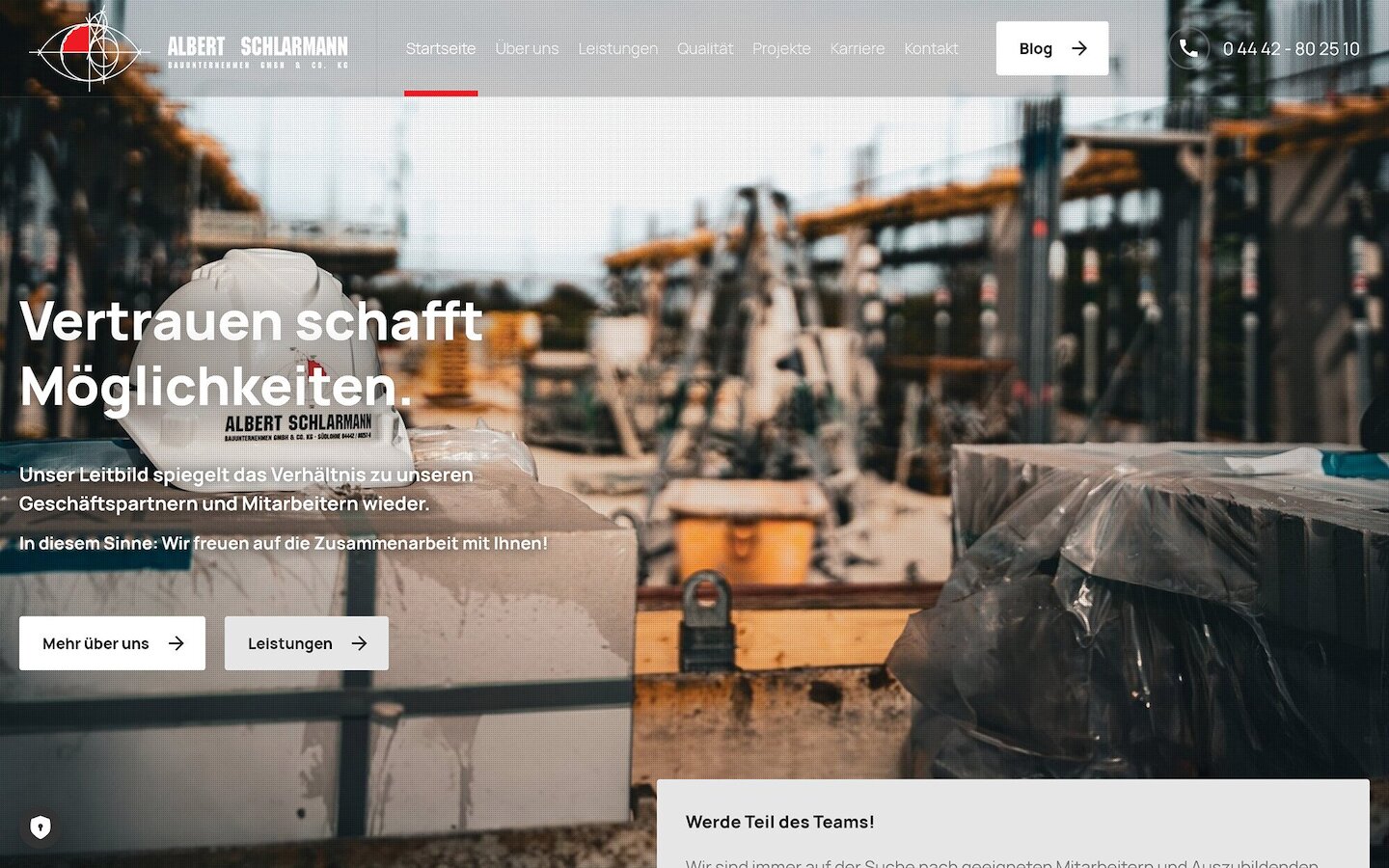 Desktop Screenshot der Website von: Albert Schlarmann Bauunternehmen