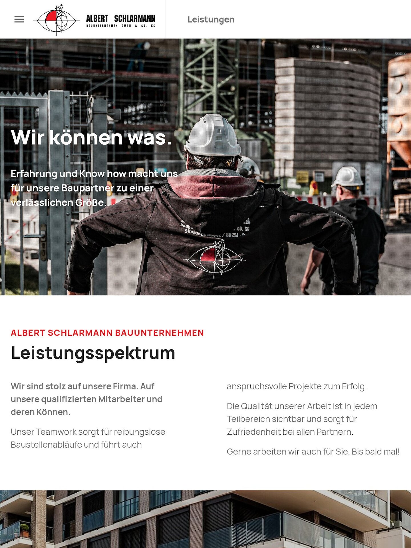 Tablet Screenshot der Website von: Albert Schlarmann Bauunternehmen